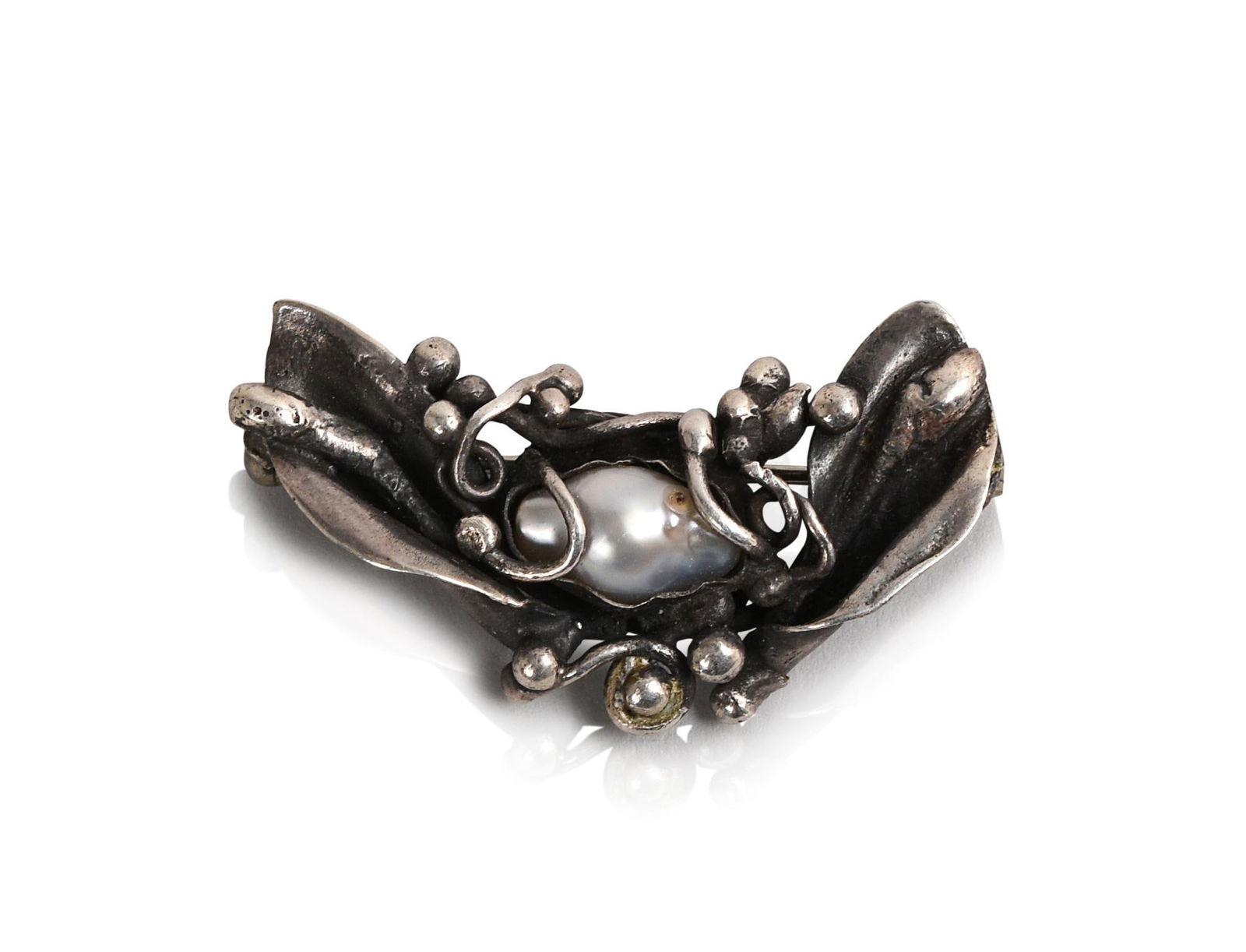 Mary Gage Sterling and Freshwater Pearl Floriform Brooch (1 of 2)