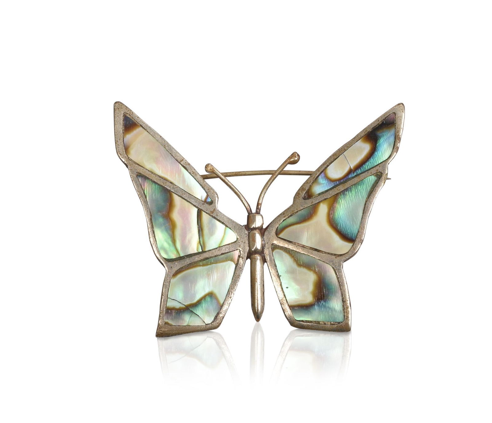 Mexican Sterling and Abalone Butterfly Brooch (1 of 3)