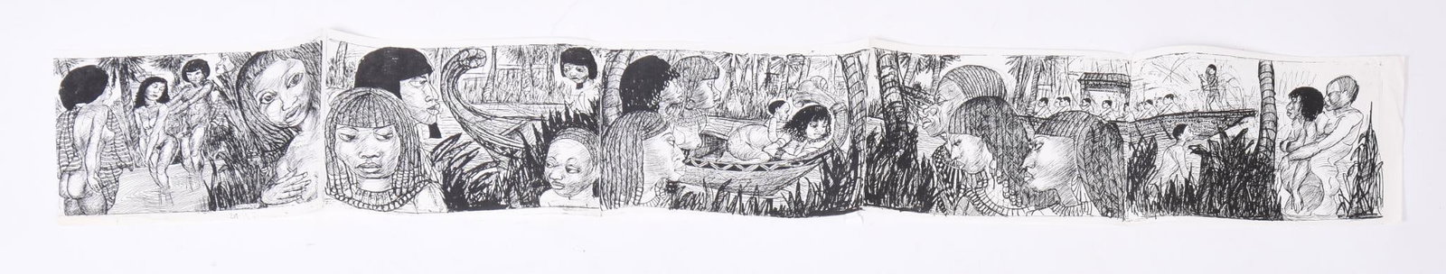 Allan Rohan Crite (1910 - 2007). Four Erotic Illustrations.: Each 8.5 x 11 inches, together with a panoramic print of an erotic scene.