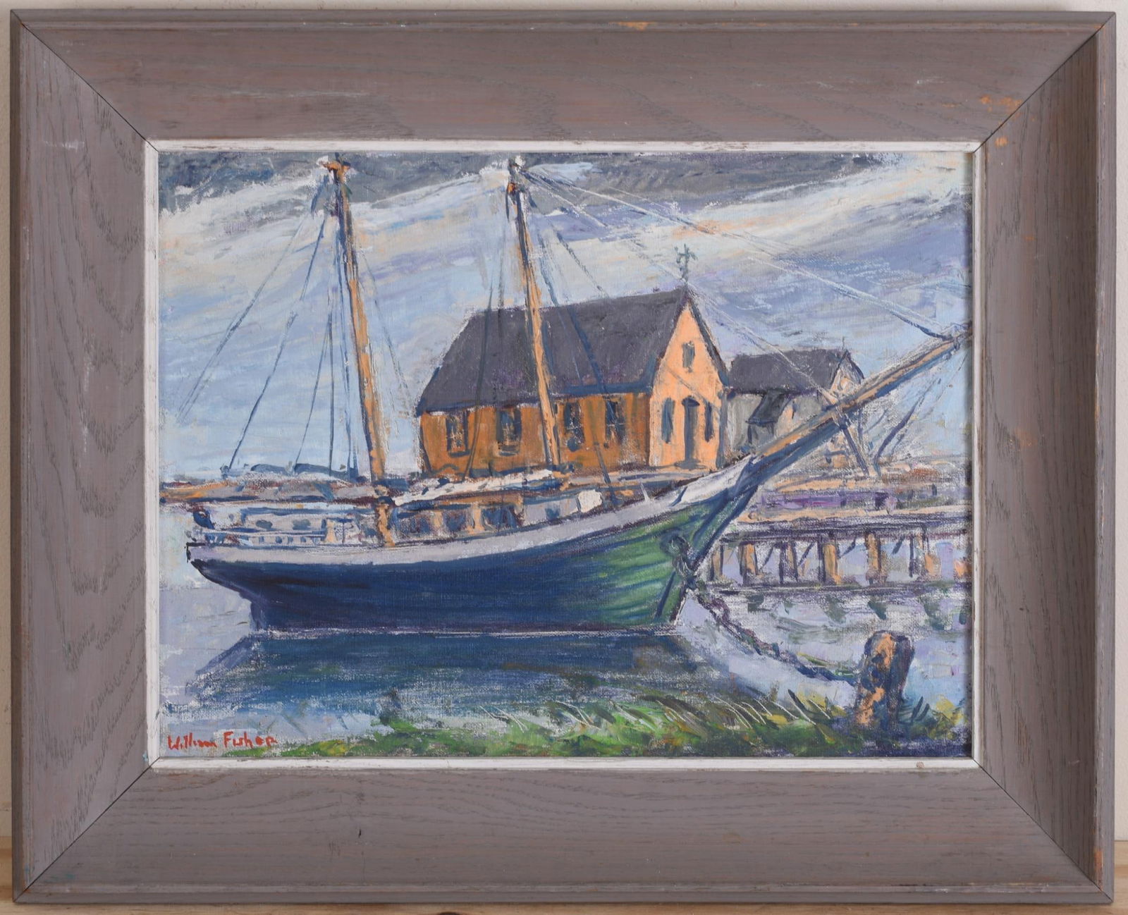 William Fisher (1891 - 1985). The Regina, Anchored at Flats Kennebunk River (1 of 3)