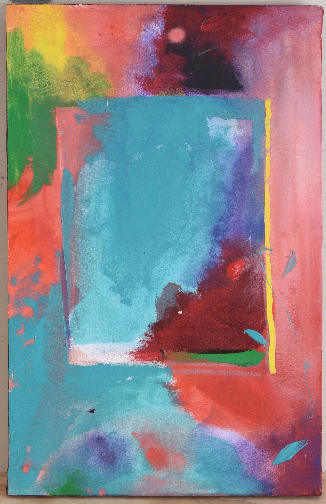 Charles Fleming. Geometric Abstraction.: Oil on canvas, signed on back 12/12 /93, Charles Fleming is an artist in Seattle, Washington, unframed, 28 inches x 18 inches