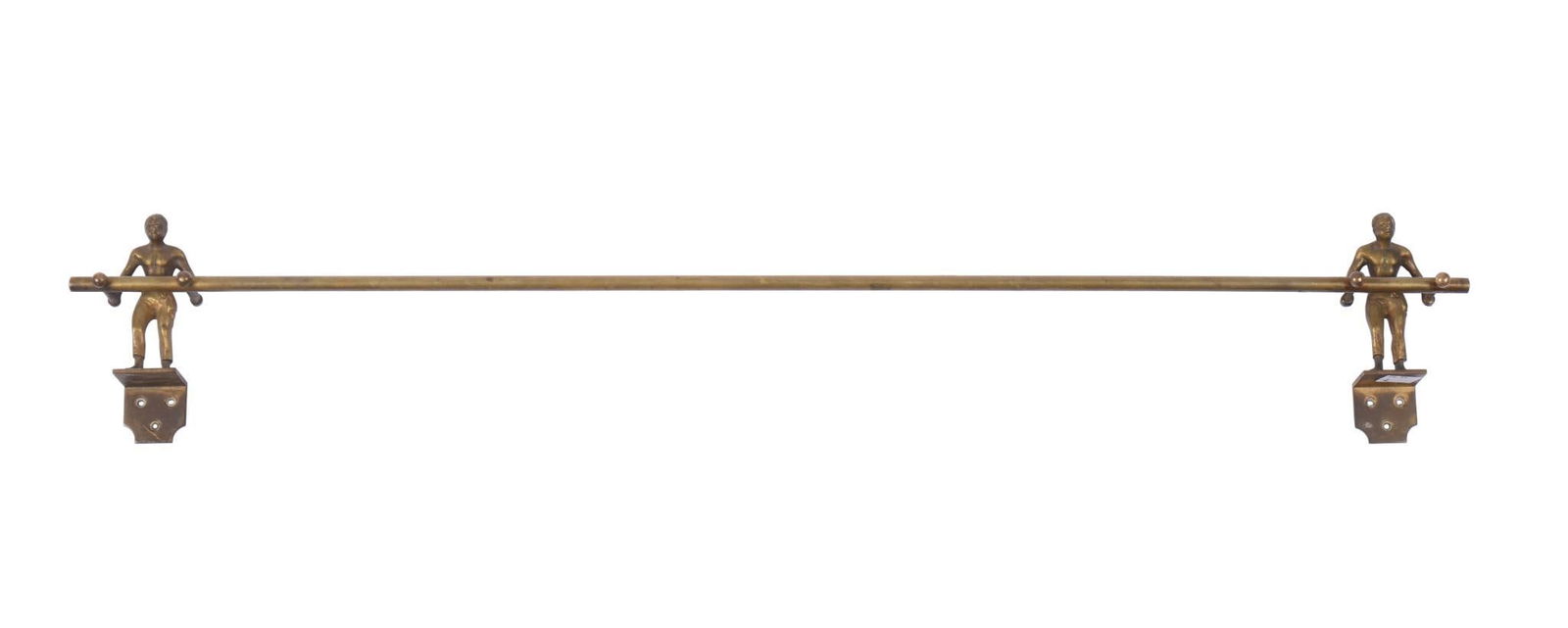 EARLY 20TH CENTURY BRASS TOWEL ROD WITH BOXER FIGURES (1 of 2)