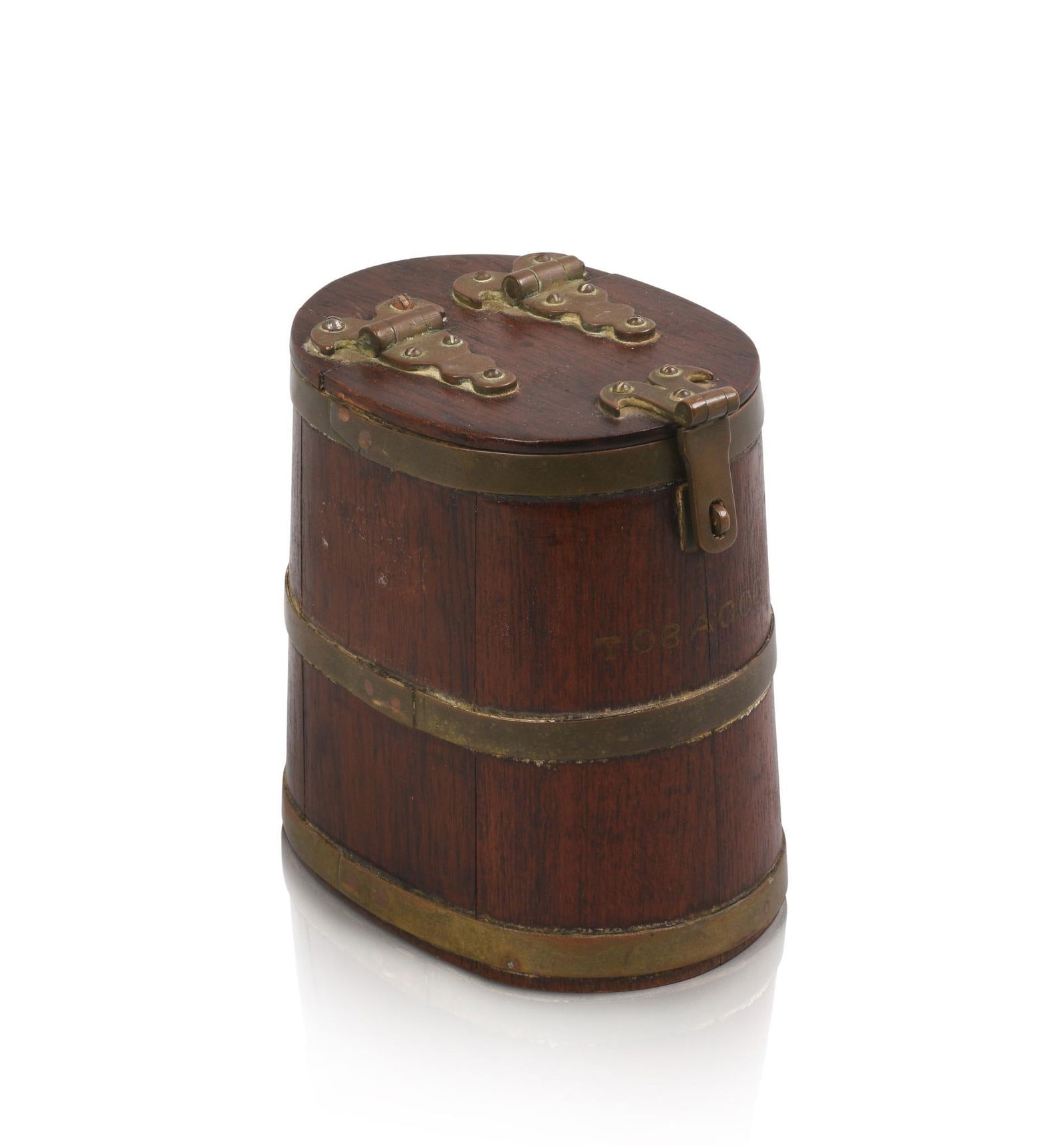 BRASS BOUND TOBACCO CADDY. (1 of 5)