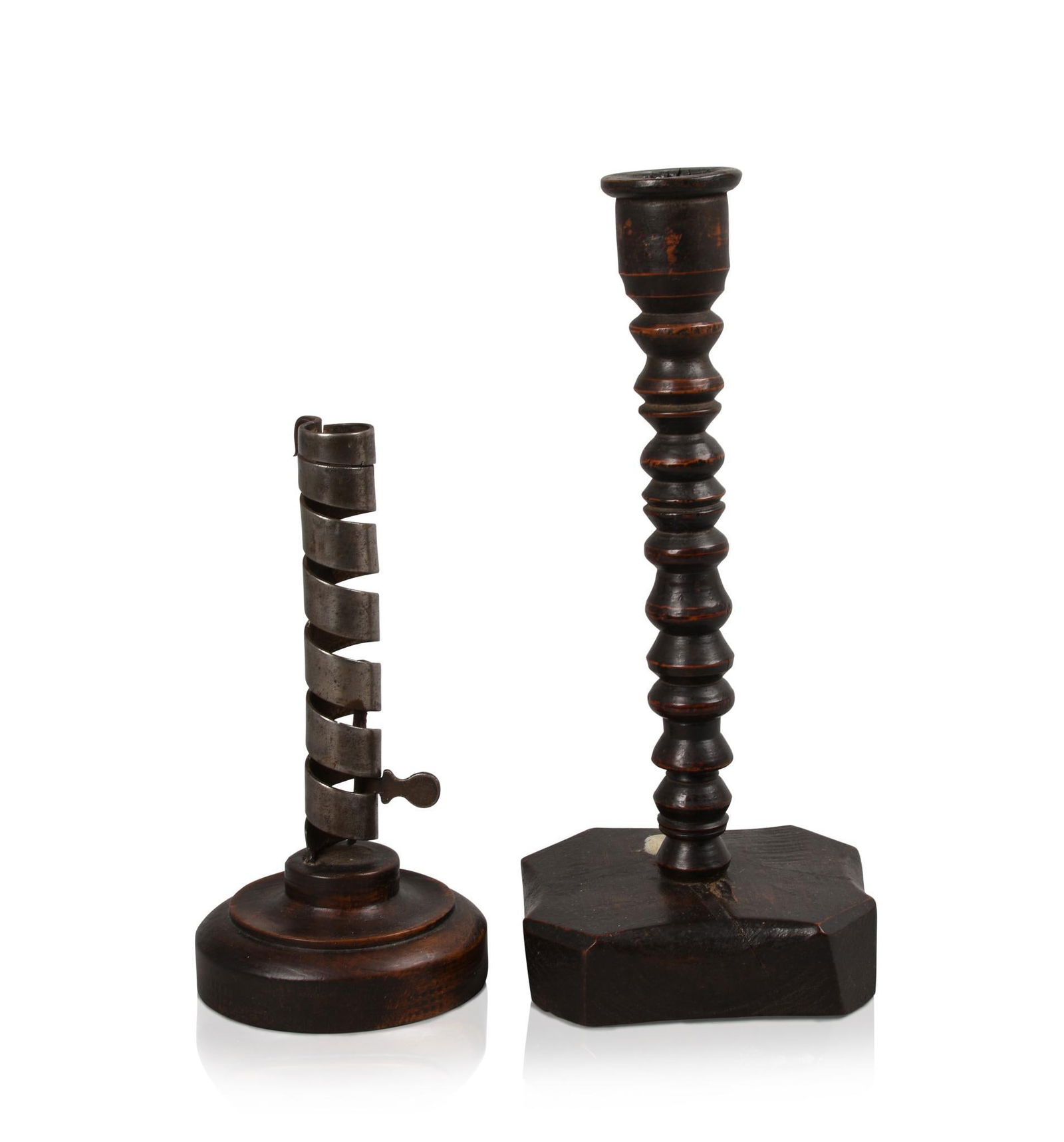 TWO 18TH CENTURY AMERICAN CANDLESTICKS. (1 of 4)