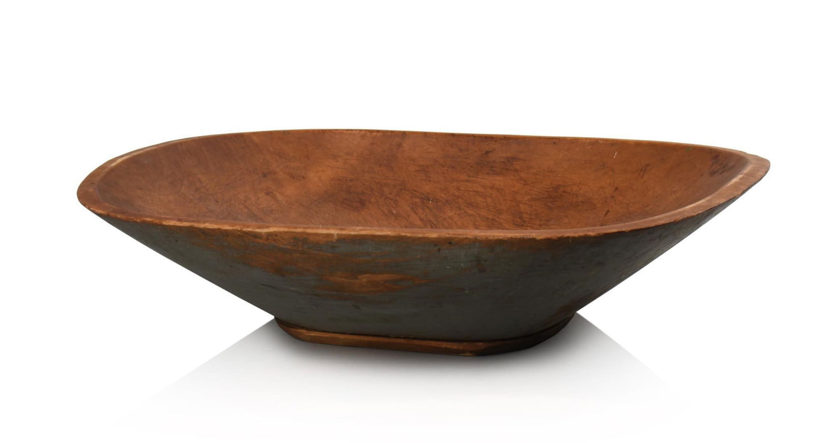 19TH CENTURY OVAL WOOD BOWL ON WOOD BASE (1 of 6)