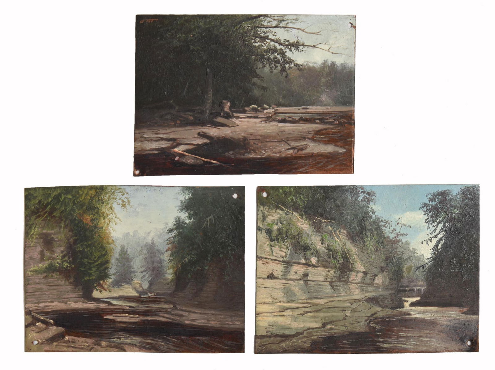THREE 19TH CENTURY AMERICAN PLEIN AIR PAINTINGS ON COPPER (1 of 2)