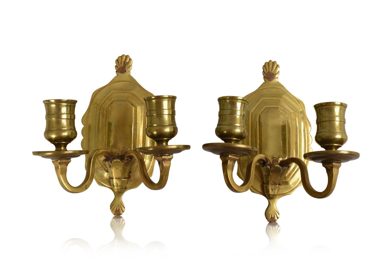 PAIR OF FRENCH MINIATURE BRASS SCONCES (1 of 2)