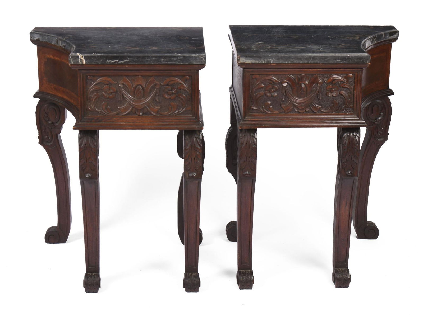 PAIR OF 19TH C MARBLE TOP WALNUT TABLES (1 of 9)