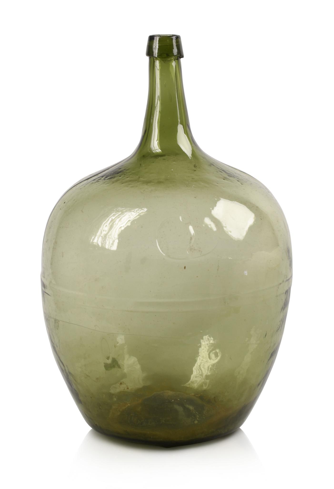LARGE GREEN GLASS DEMIJOHN BOTTLE (1 of 6)