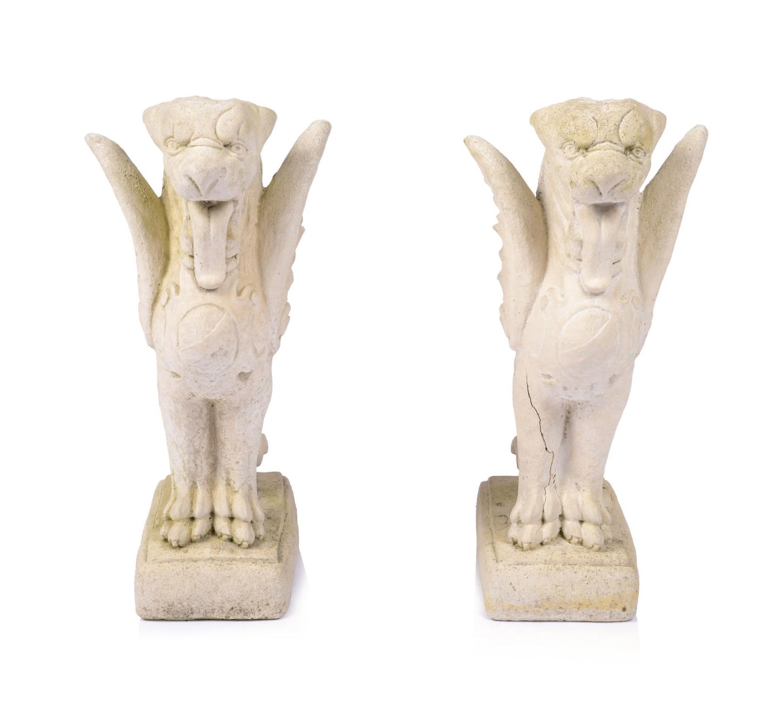 PAIR OF CAST CONCRETE GARGOYLES. (1 of 4)