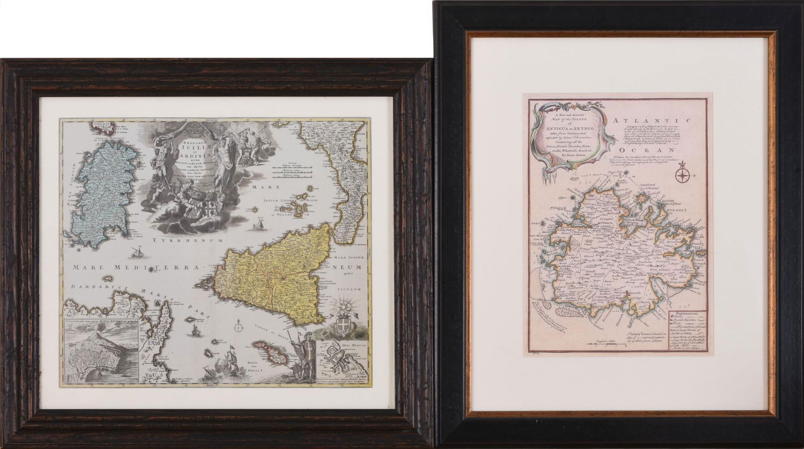 TWO FRAMED COLORED MAPS (1 of 3)