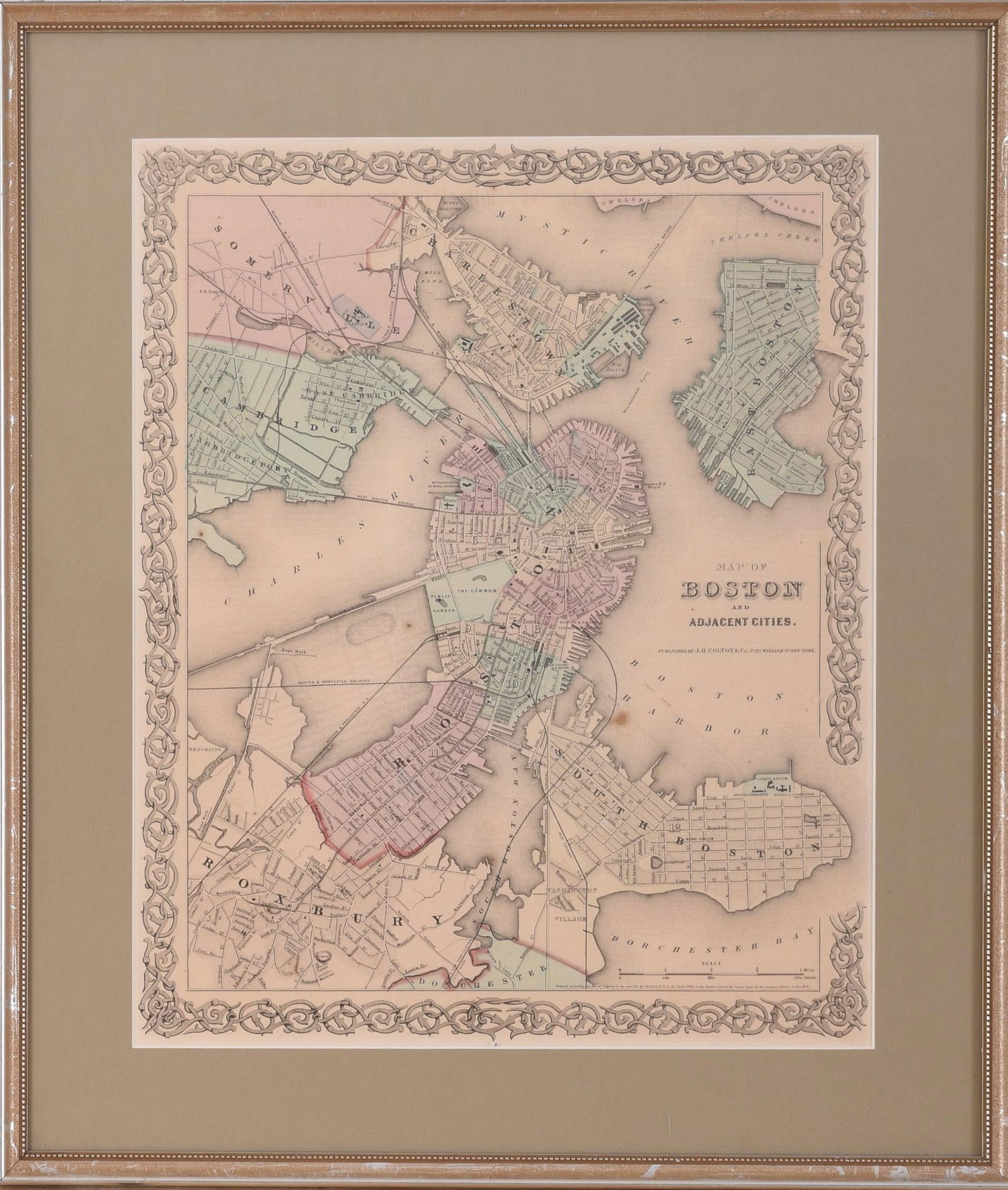 J.H. COLTON 1855 MAP OF BOSTON. (1 of 2)