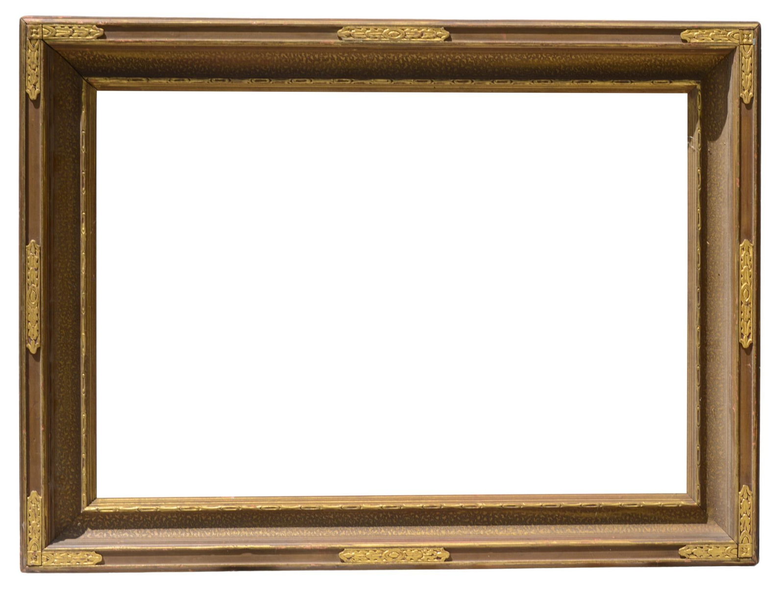 Arts & Crafts Metal Leaf Frame: Bevel 18 x 26 inches, overall 23.25 x 31.5 inches.