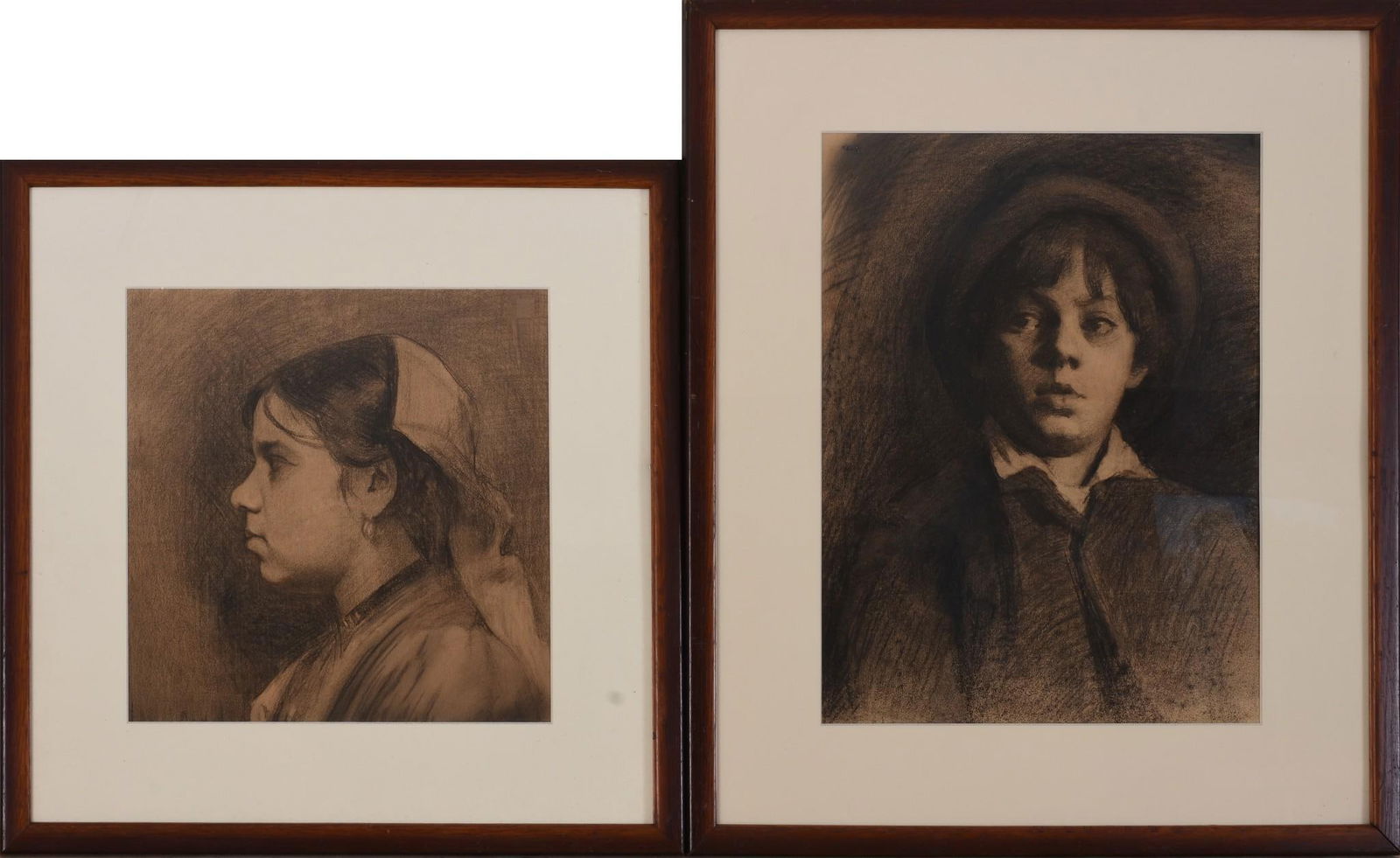 Two Charcoal Drawings of Children. (1 of 4)
