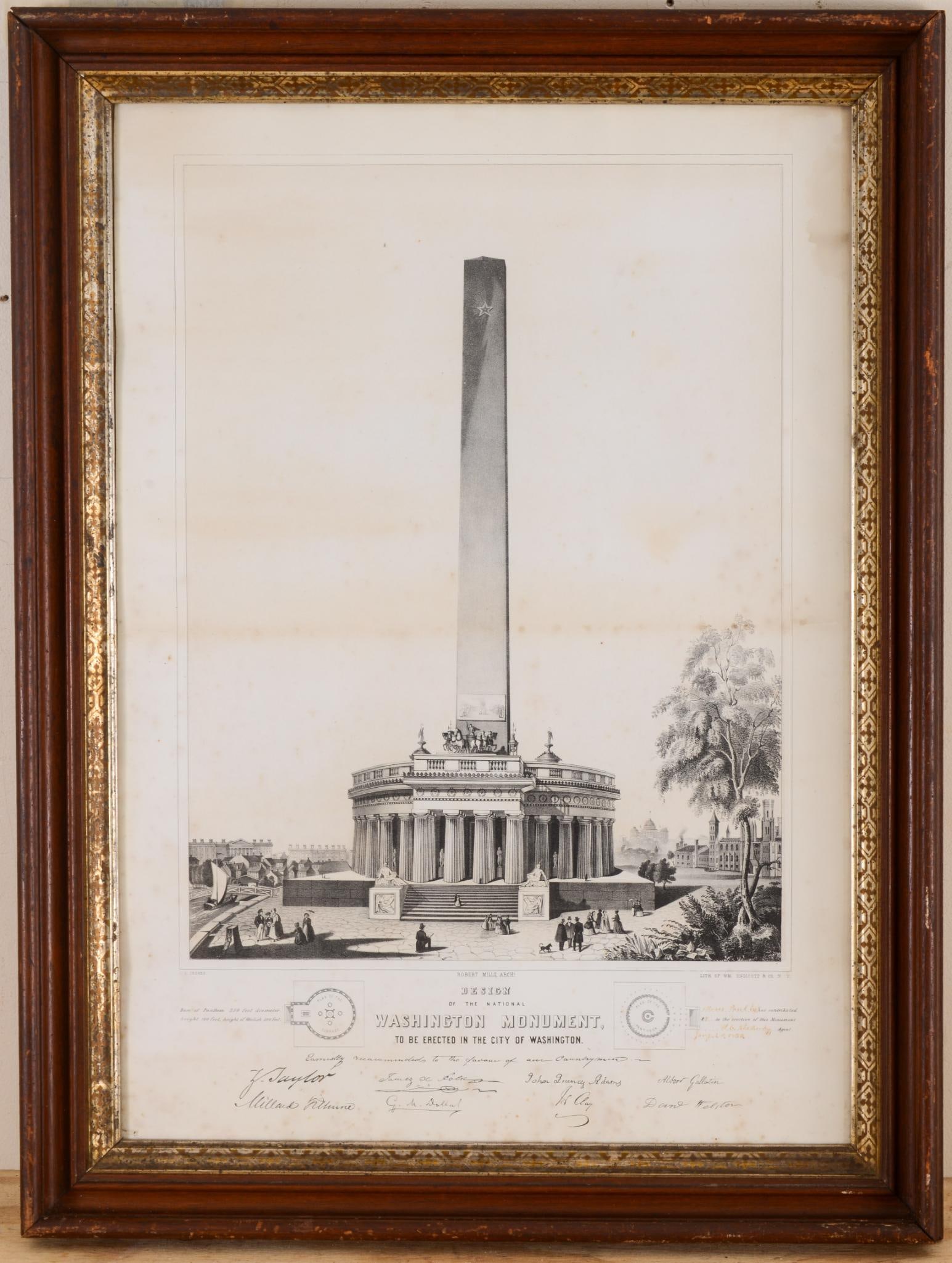 Lithograph of Original Washington Monument Design. (1 of 3)