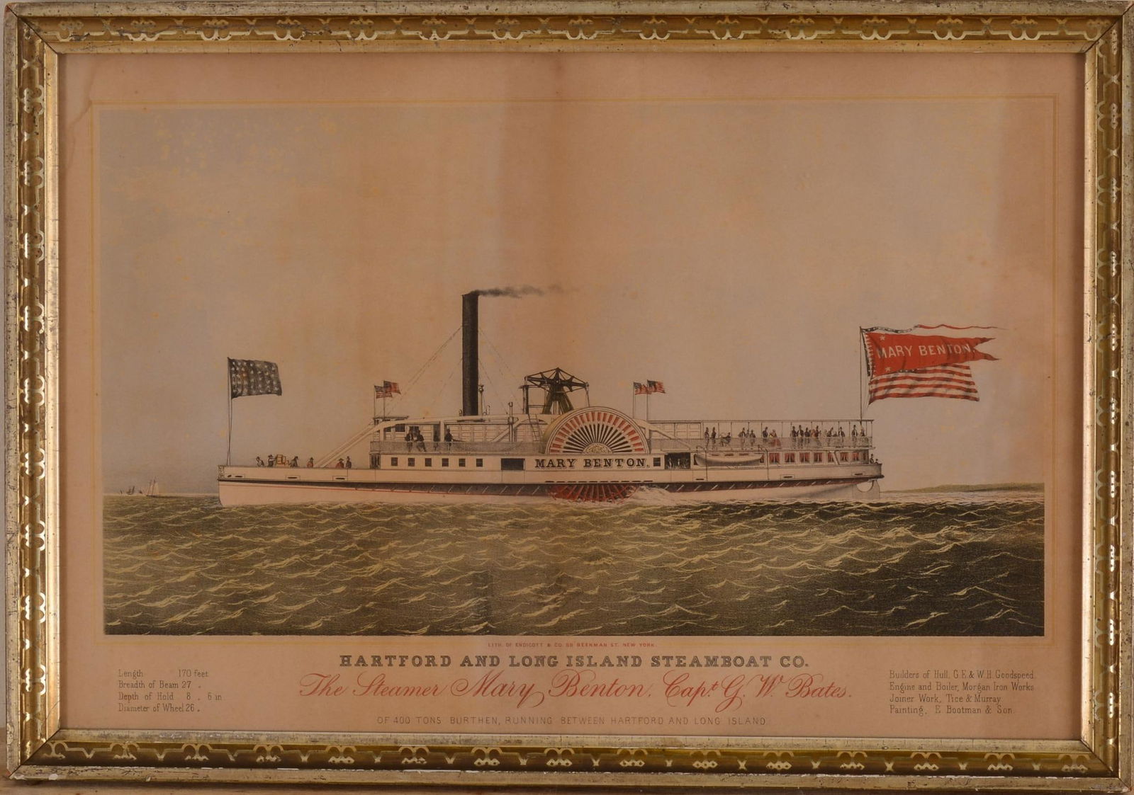 Endicott & Co Steamboat Color Lithograph. (1 of 2)
