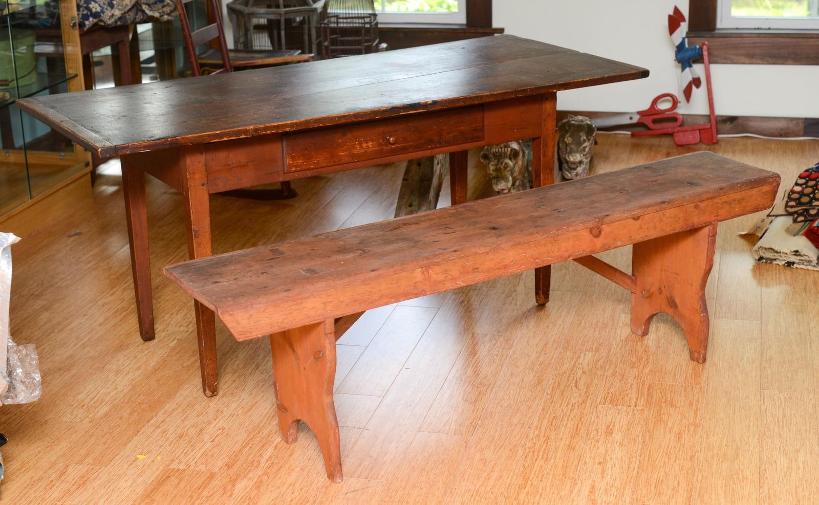 New England Maple and Pine Table and a Bench. (1 of 2)