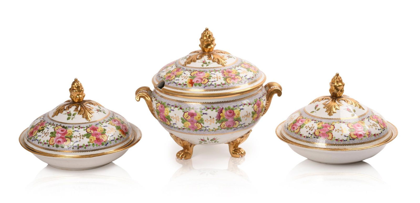 Three Paris Porcelain Covered Dishes. (1 of 8)