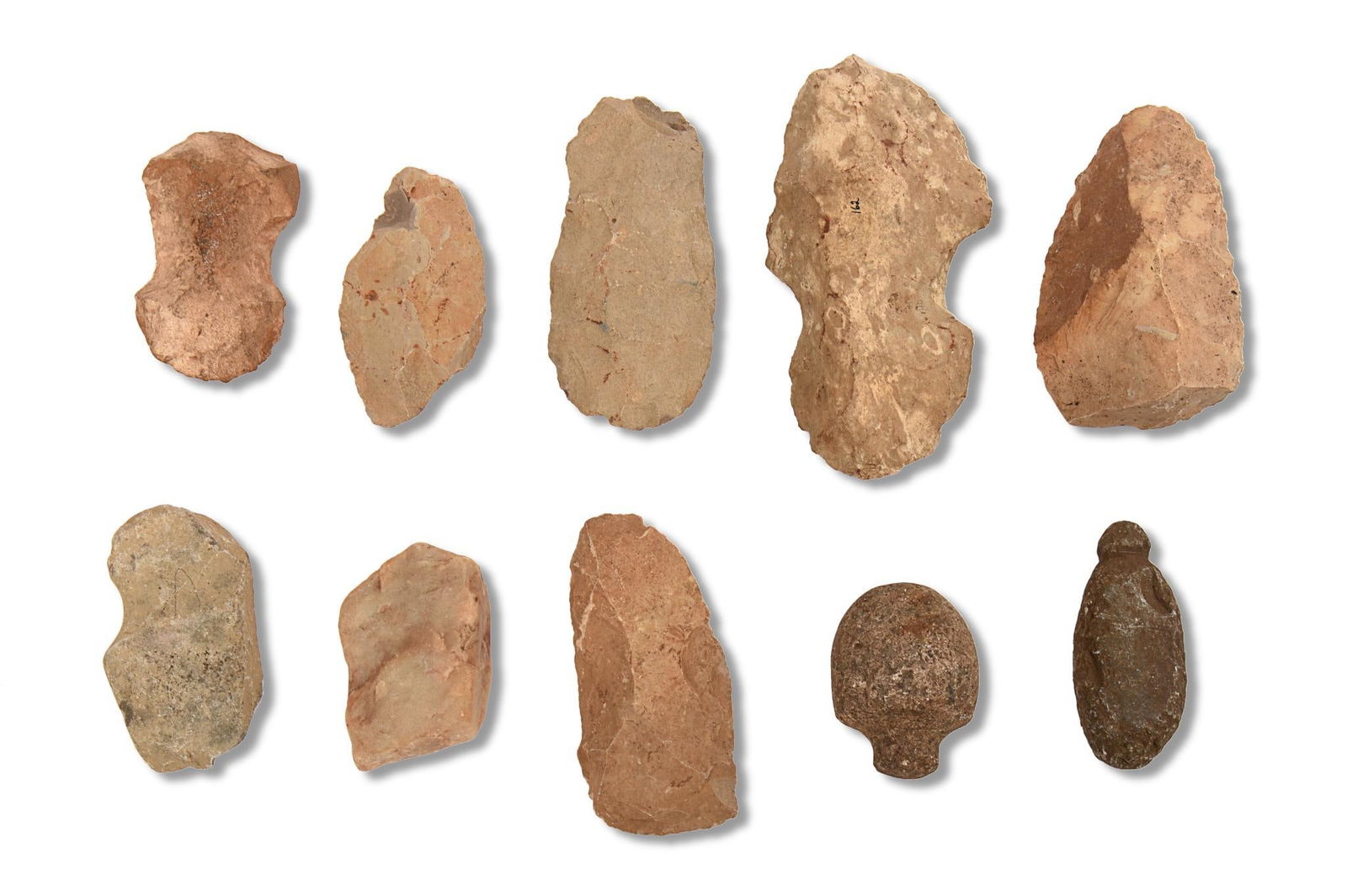 Ten Native American Stone Tools. (1 of 2)