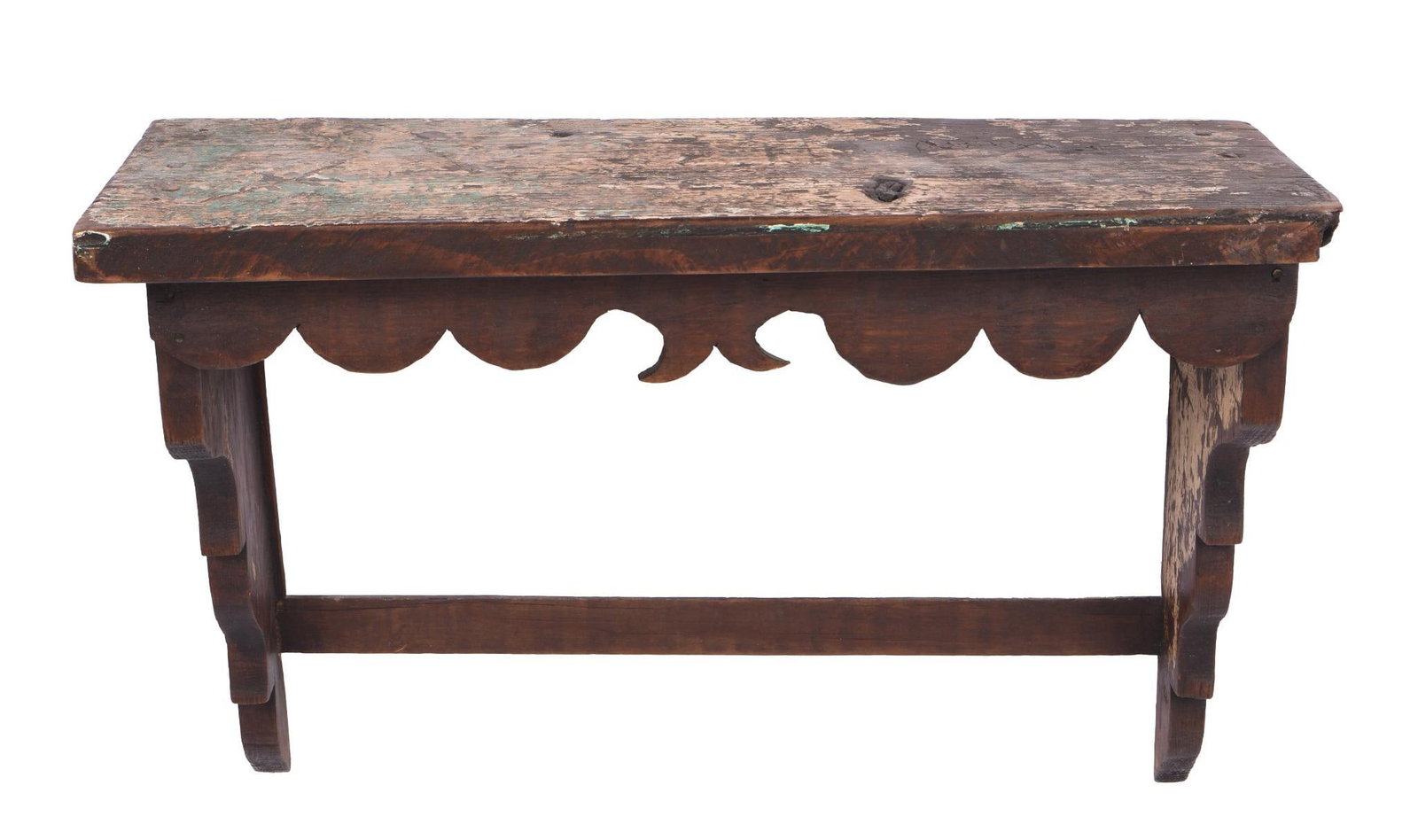 19th Century Small Shaped Shelf.: Width 21 inches, depth 7 inches, height 14 inches.