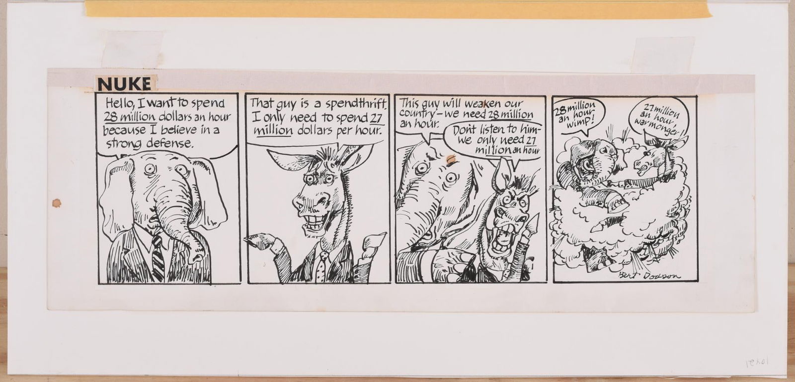 Three Strips: Bert Dodson Original Cartoon Art for Nuke. (1 of 8)