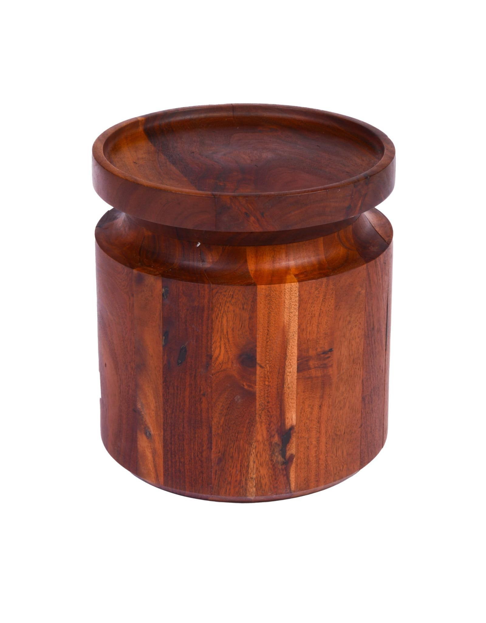 Turned Walnut Side Table.: Height 12 inches, diameter 11 inches.