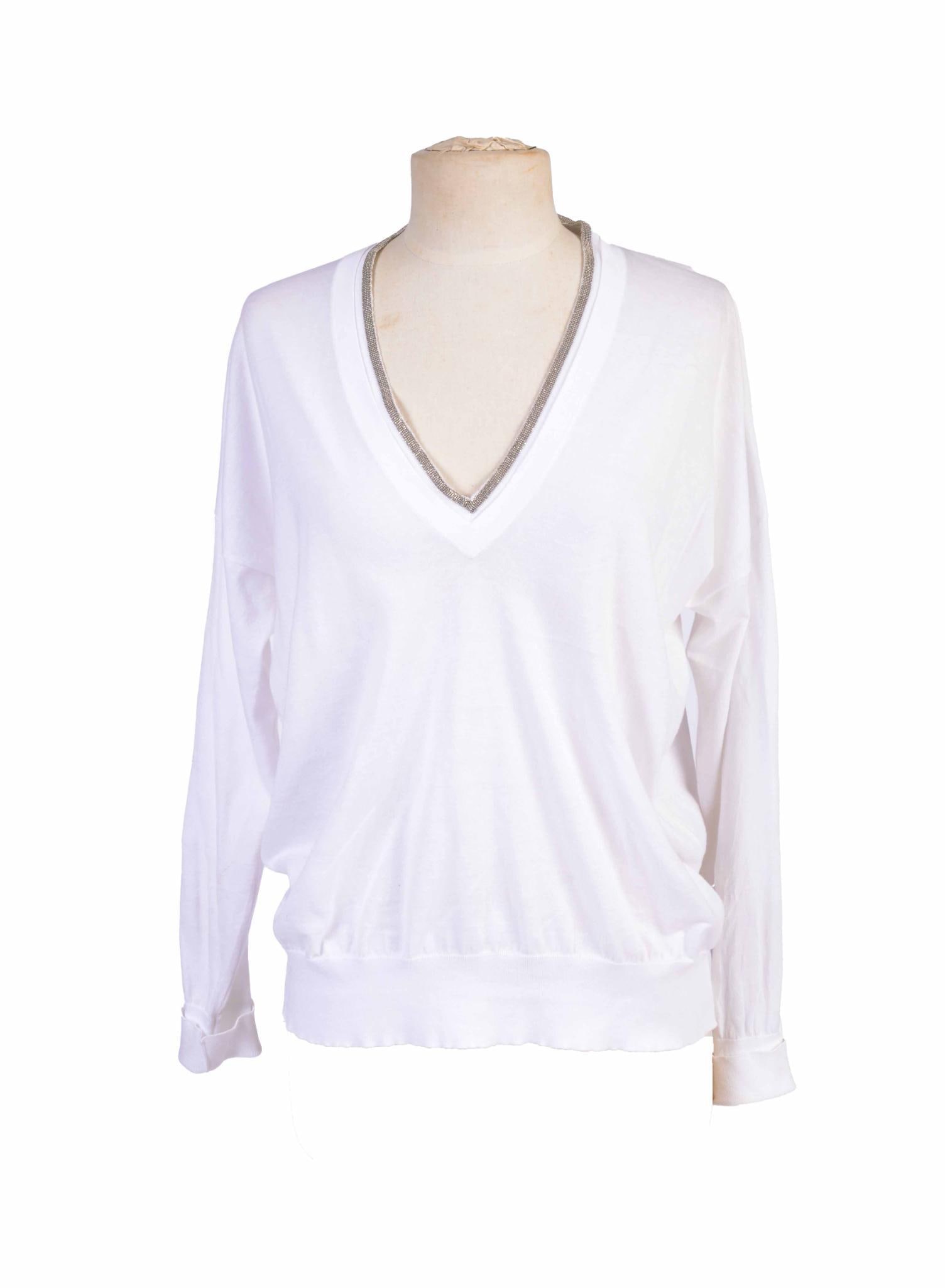 Brunello Cucinelli White Blouse, Size M (1 of 6)