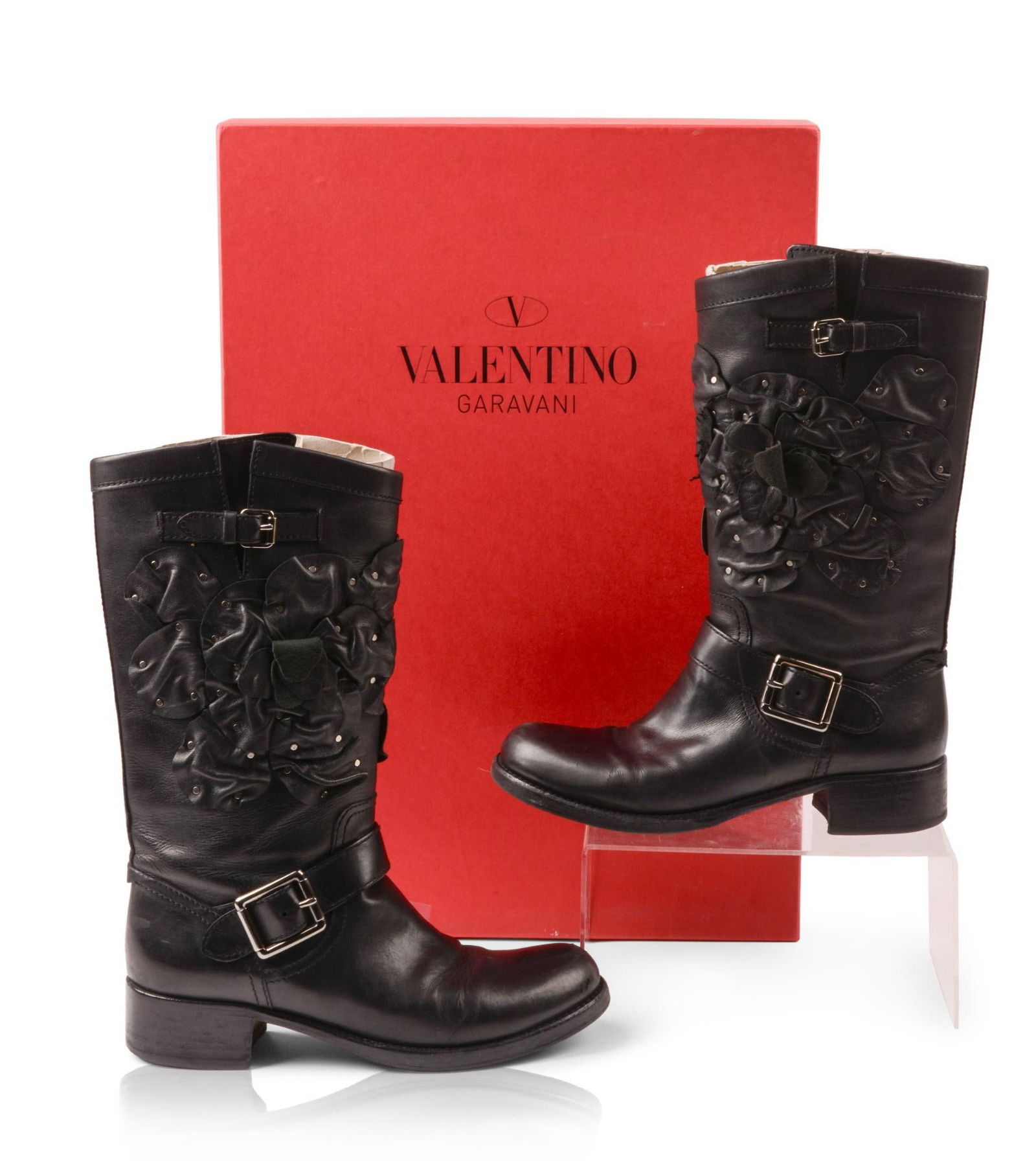 Valentino Black Leather Biker Boot, Size 39.5 (1 of 9)