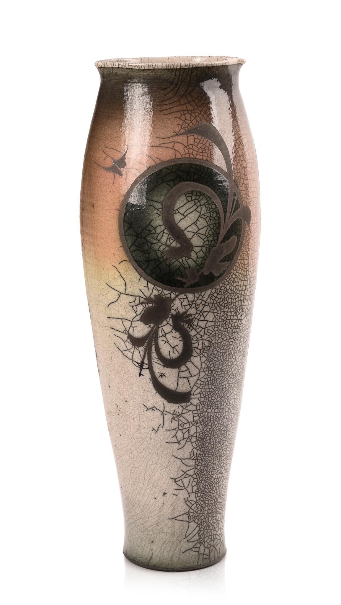 Large Raku Studio Pottery Floor Vase. (1 of 5)