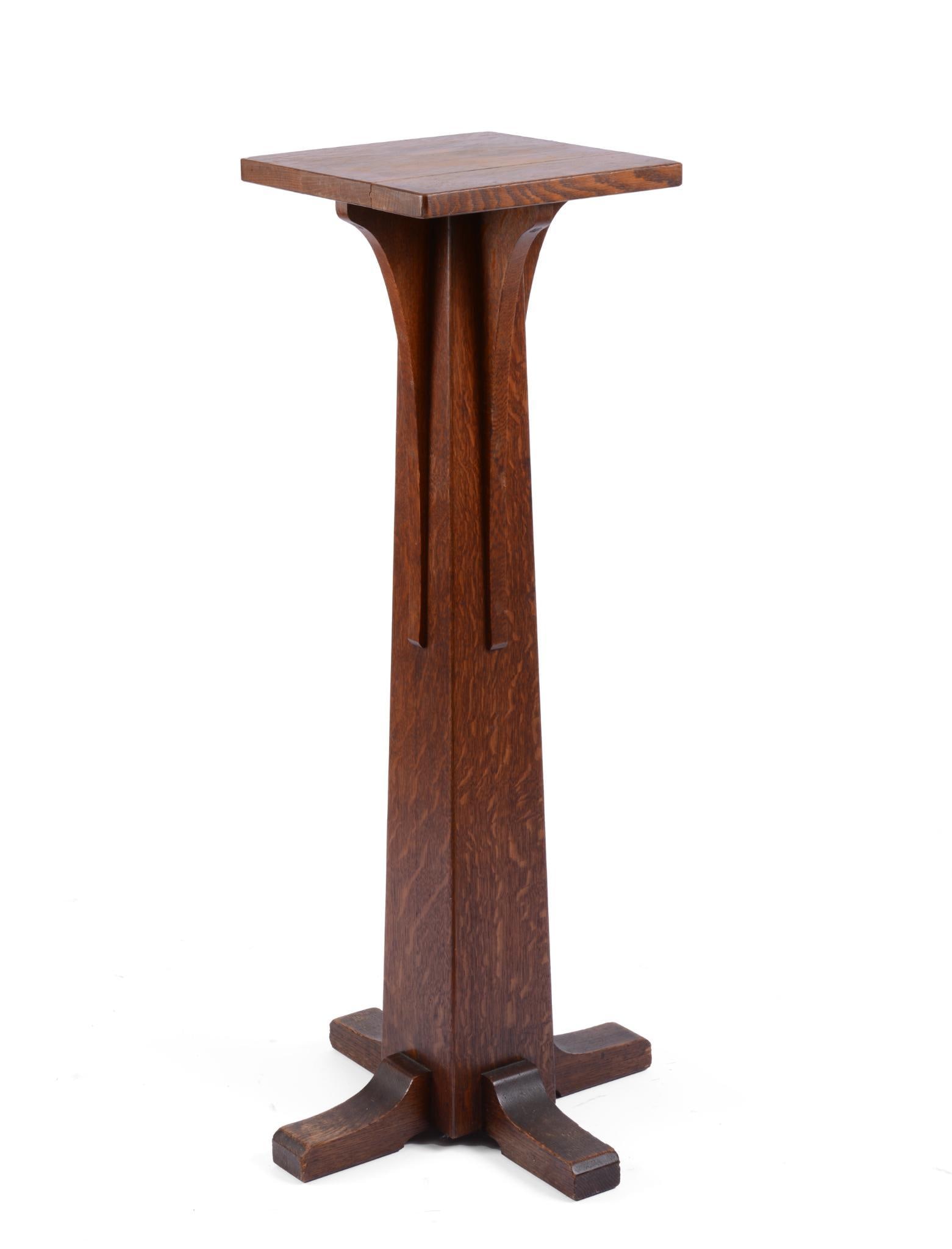 L & J G Stickley Oak Pedestal (1 of 2)