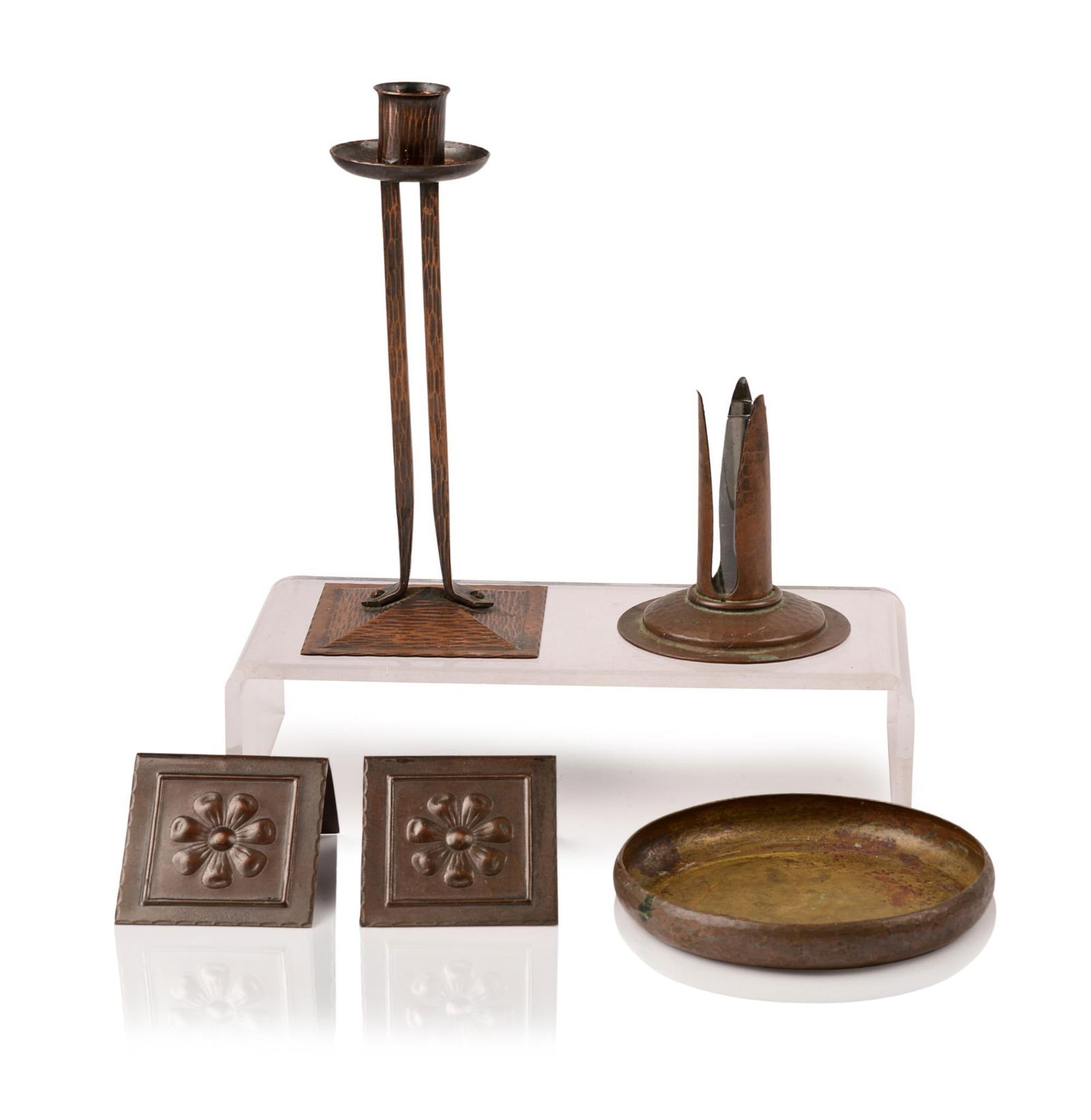Four Roycroft Hammered Copper Items. (1 of 4)