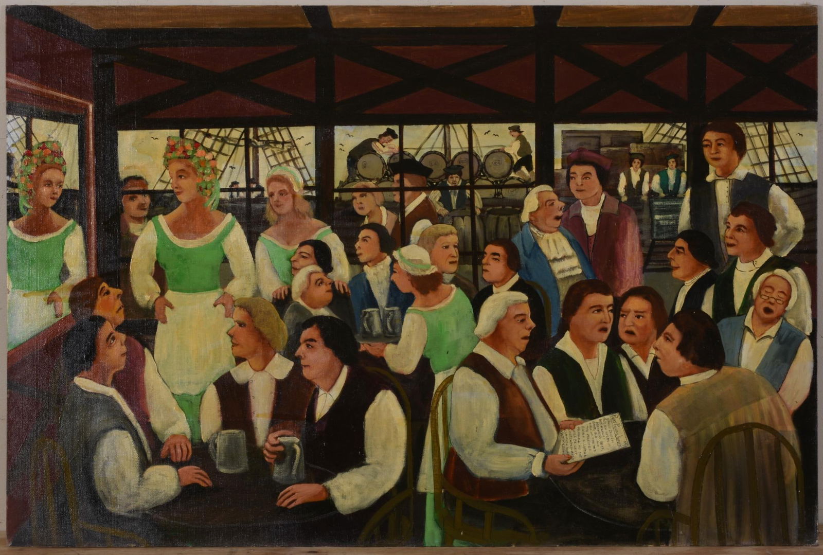 Gloria Laposka (1922 - 2015) Tavern Scene (1 of 2)