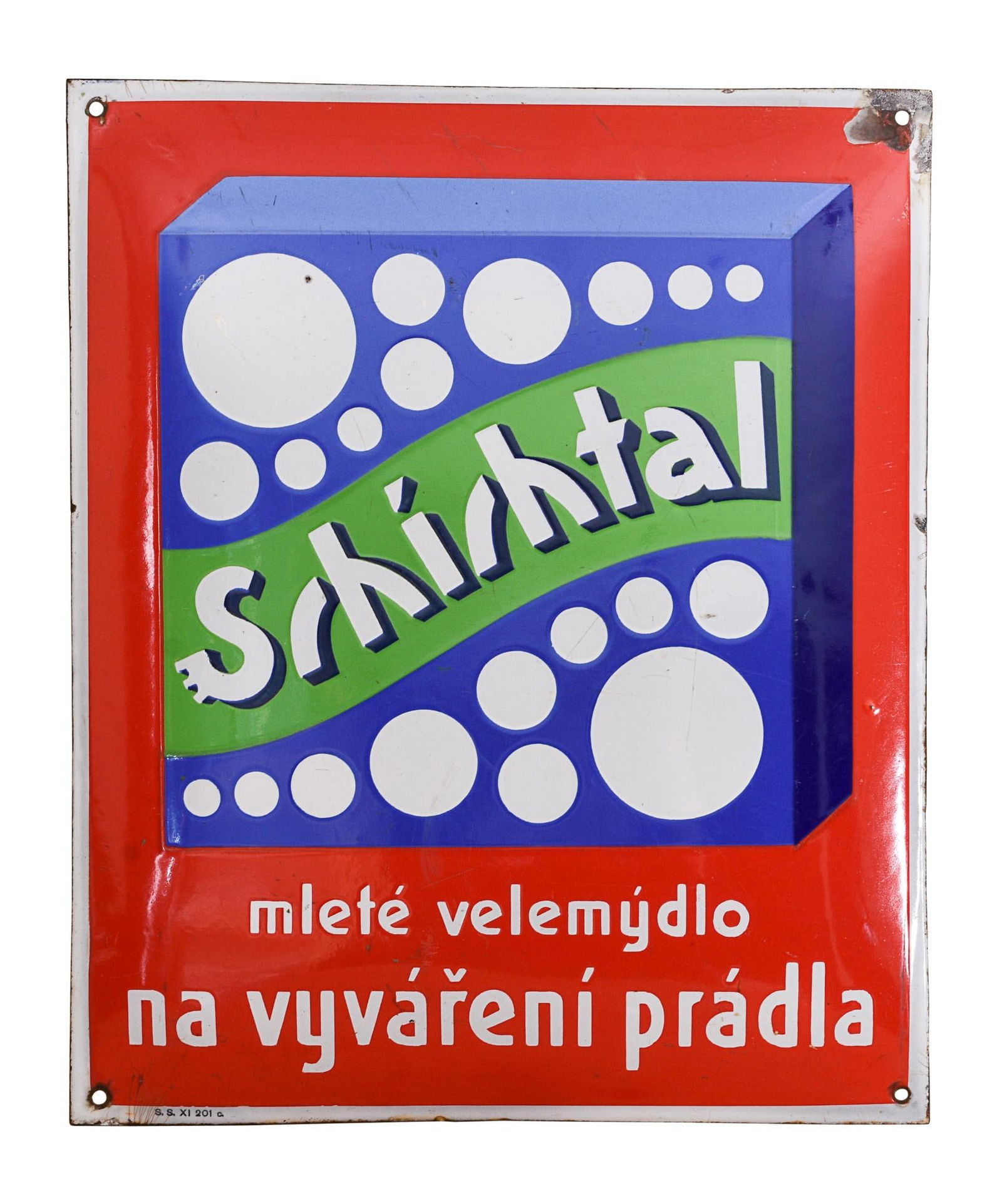 Schichtal Czech Enamel Laundry Soap Sign C. 1925-1935 (1 of 2)