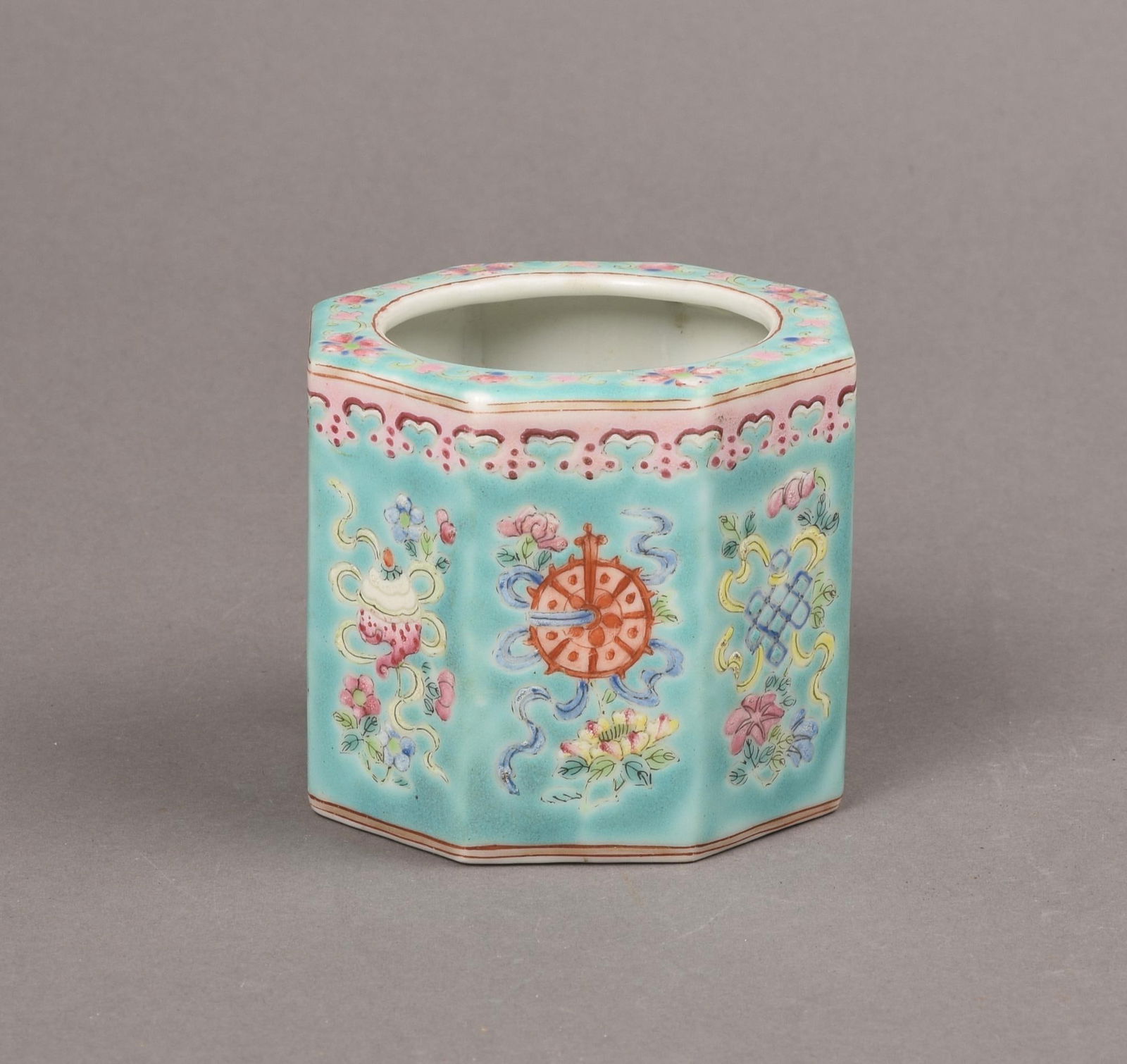 Chinese Famille Rose Turquoise Ground Cup Warmer (1 of 6)