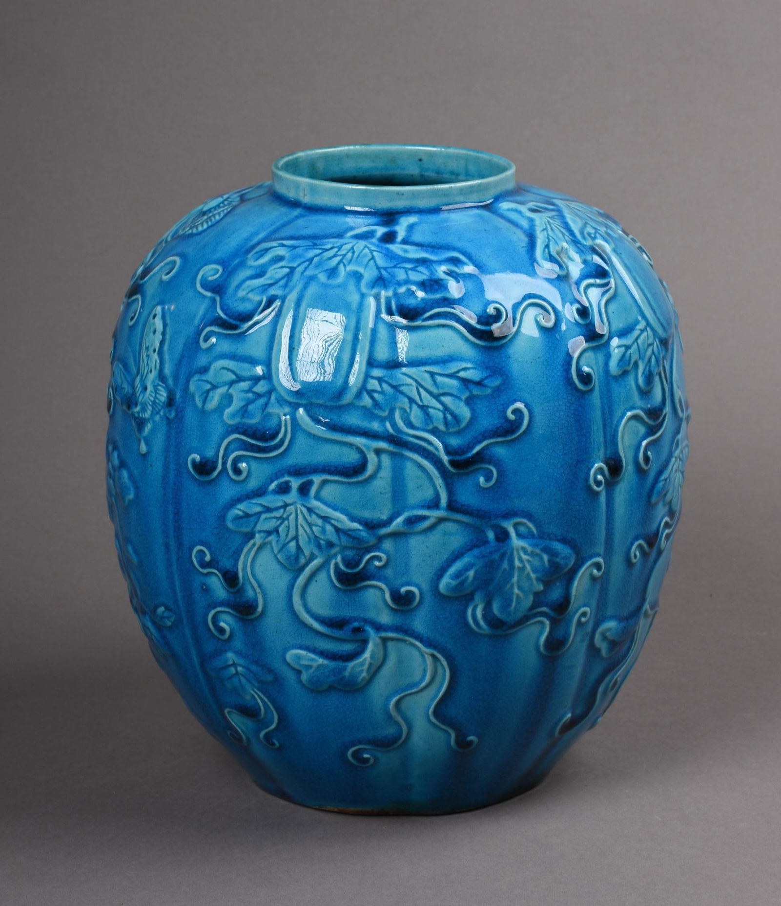 Chinese Turquoise Glaze Melon Form Jar (1 of 5)