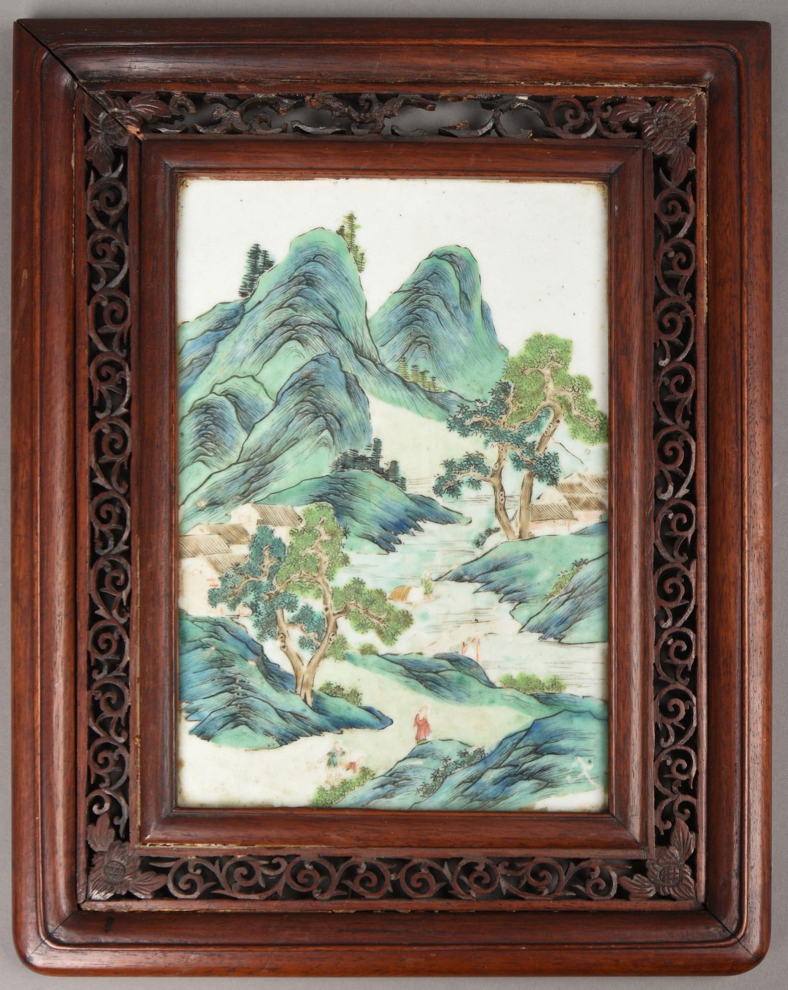 Chinese Famille Verte Porcelain Landscape Plaque (1 of 3)