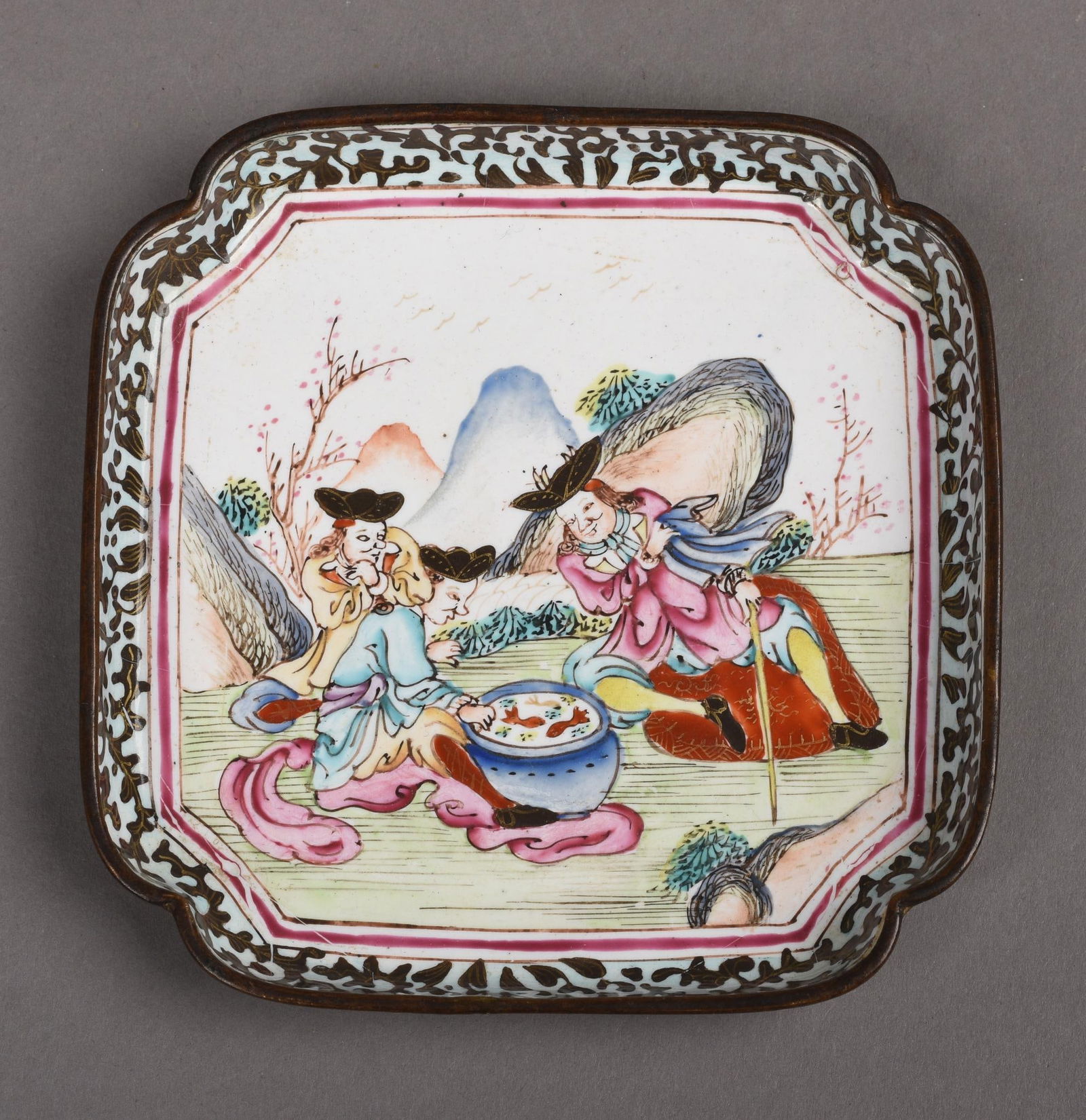 Small Chinese Canton Enamel European Subject Tray (1 of 3)