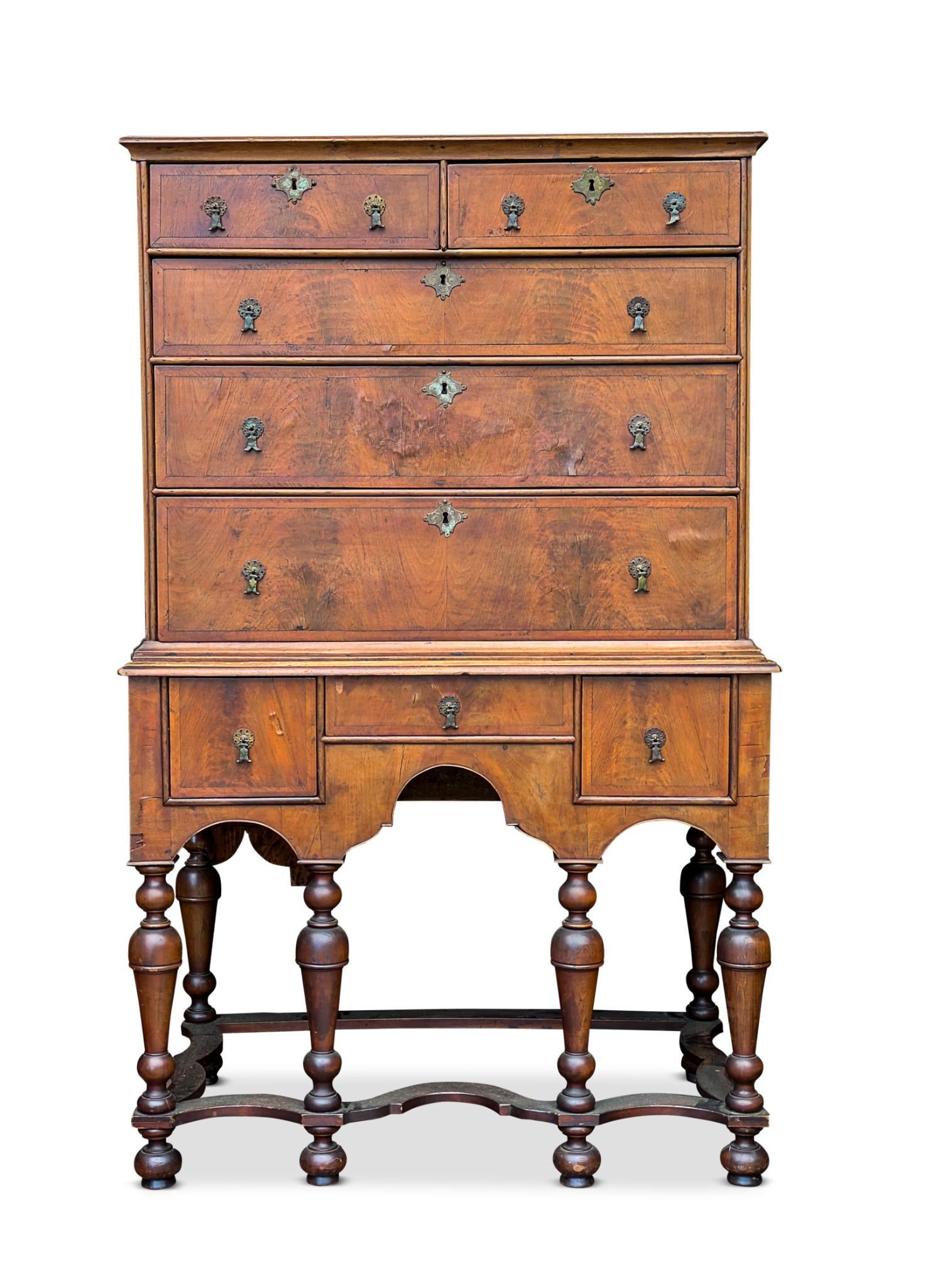 William and Mary Walnut Veneer Highboy. (1 of 6)
