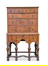 William and Mary Walnut Veneer Highboy.