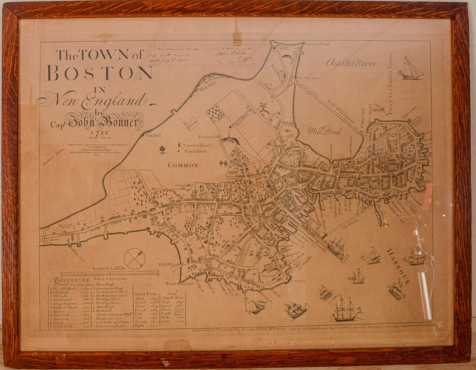 Engraved Map of The Town of Boston in New England (1 of 2)