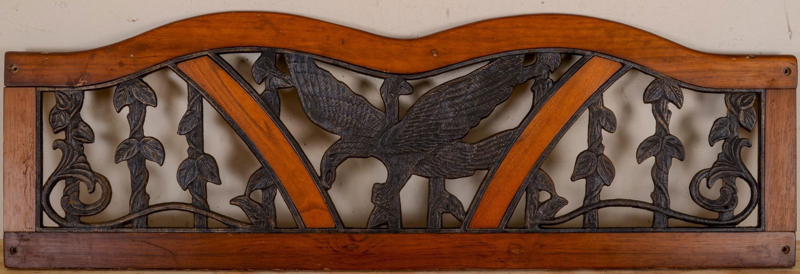 Cast Iron and Wood Bench Back With Eagle. (1 of 4)