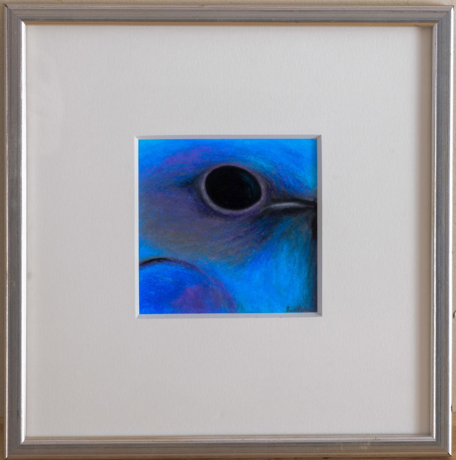 Paul Plante (Born 1943). Mountain Bluebird.: Pastel on paper, 4 x 4 inches, sight, signed lower right. Framed, 10.5 x 10.5 inches.