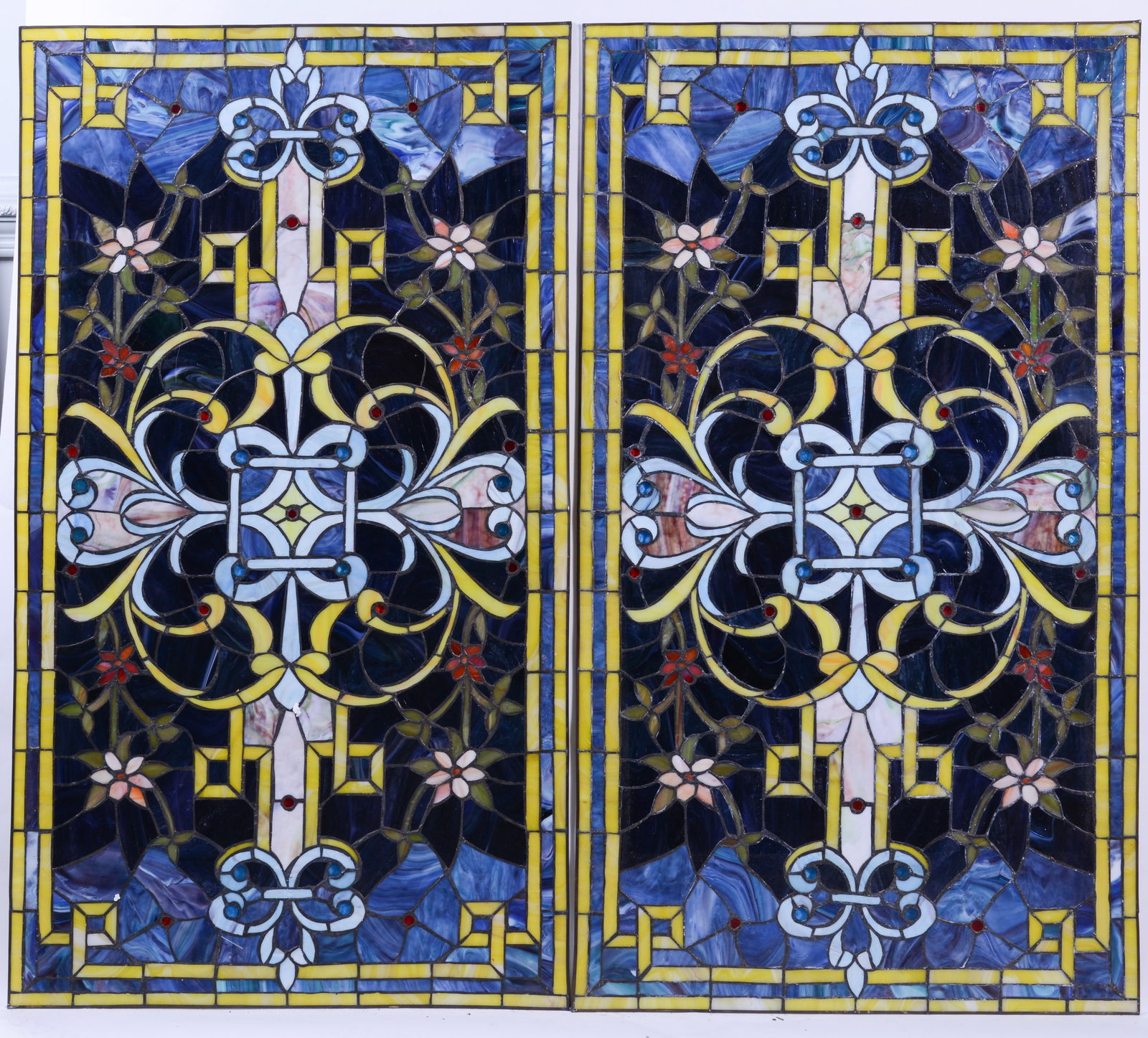 Pair of Ornate Stained Glass Panels. (1 of 3)