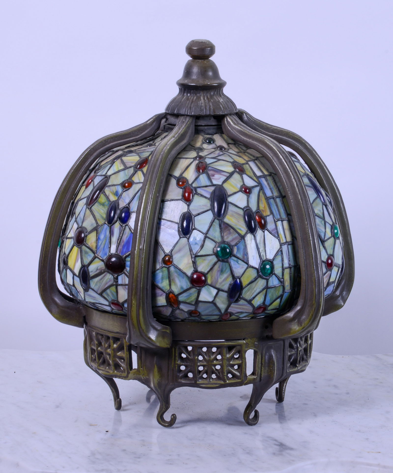 Stained Glass and Metal Hanging Lamp. (1 of 6)