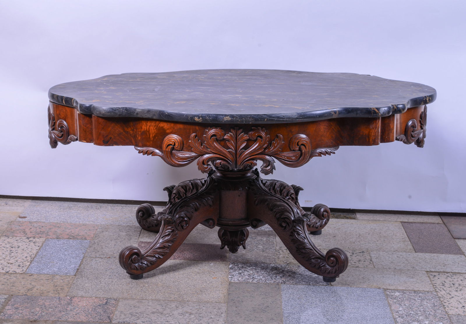 Large Victorian Marble Topped Low Table. (1 of 4)