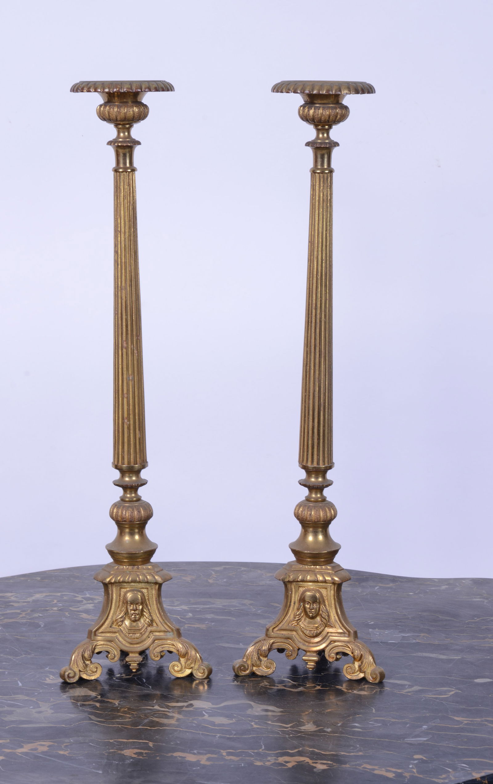 Pair of Continental Gilt Metal Pricket Sticks. (1 of 5)