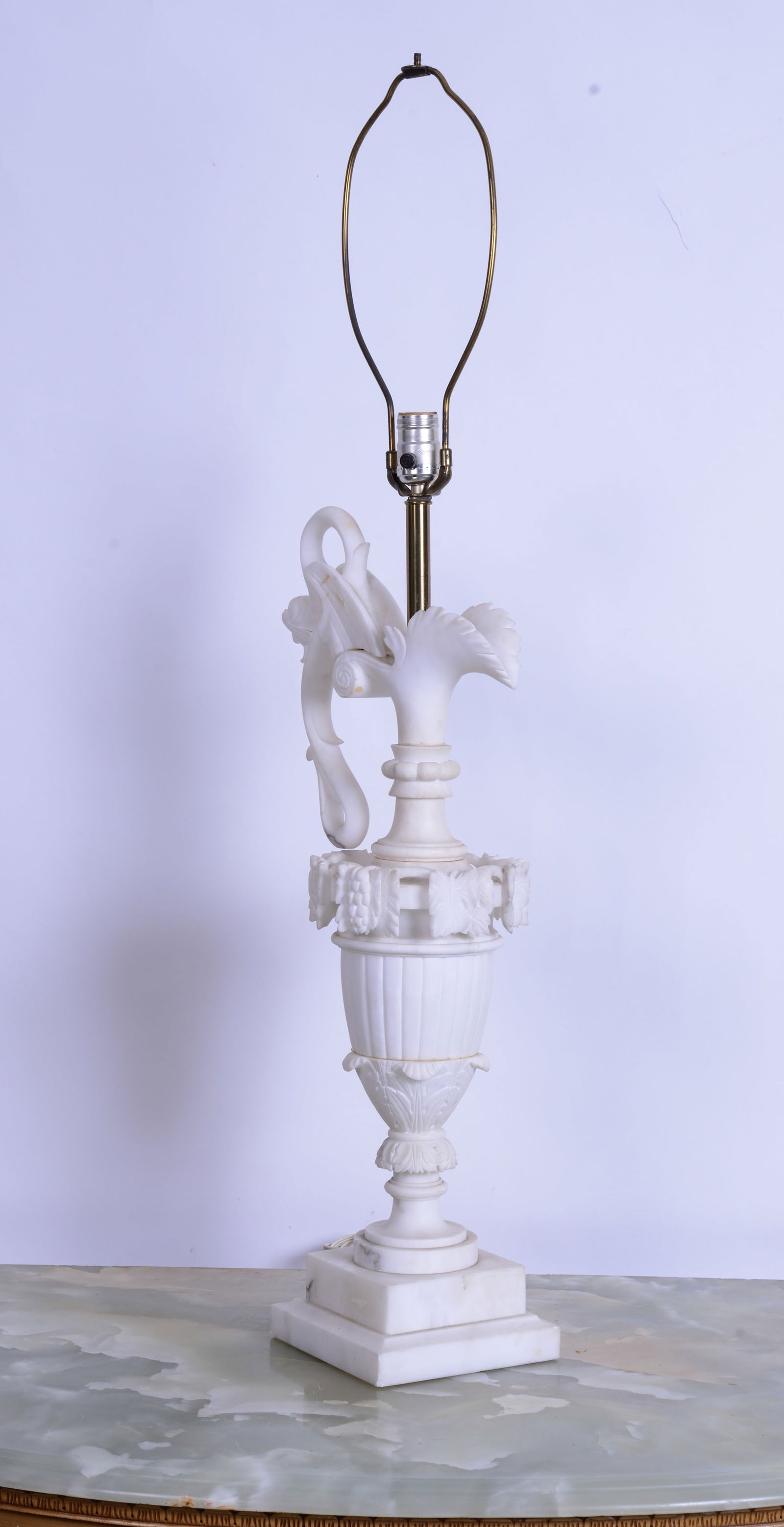 Large Carved Alabaster Table Lamp Base (1 of 3)