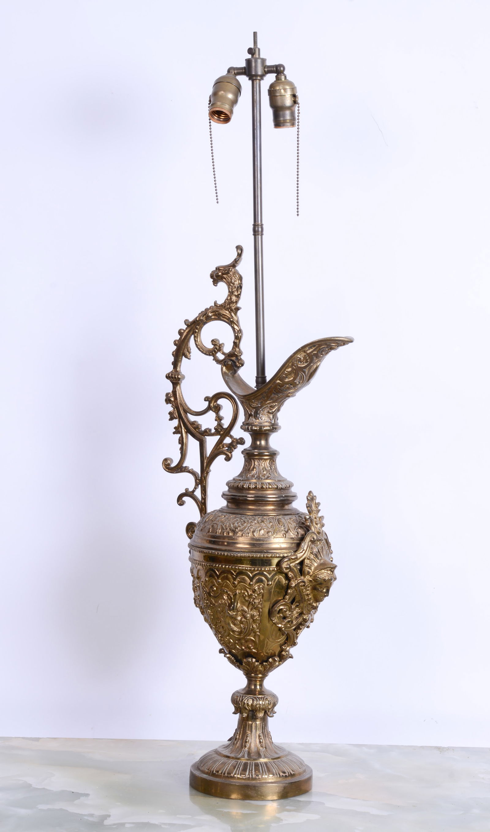 Large Gilt Metal Ewer Table Lamp. (1 of 4)