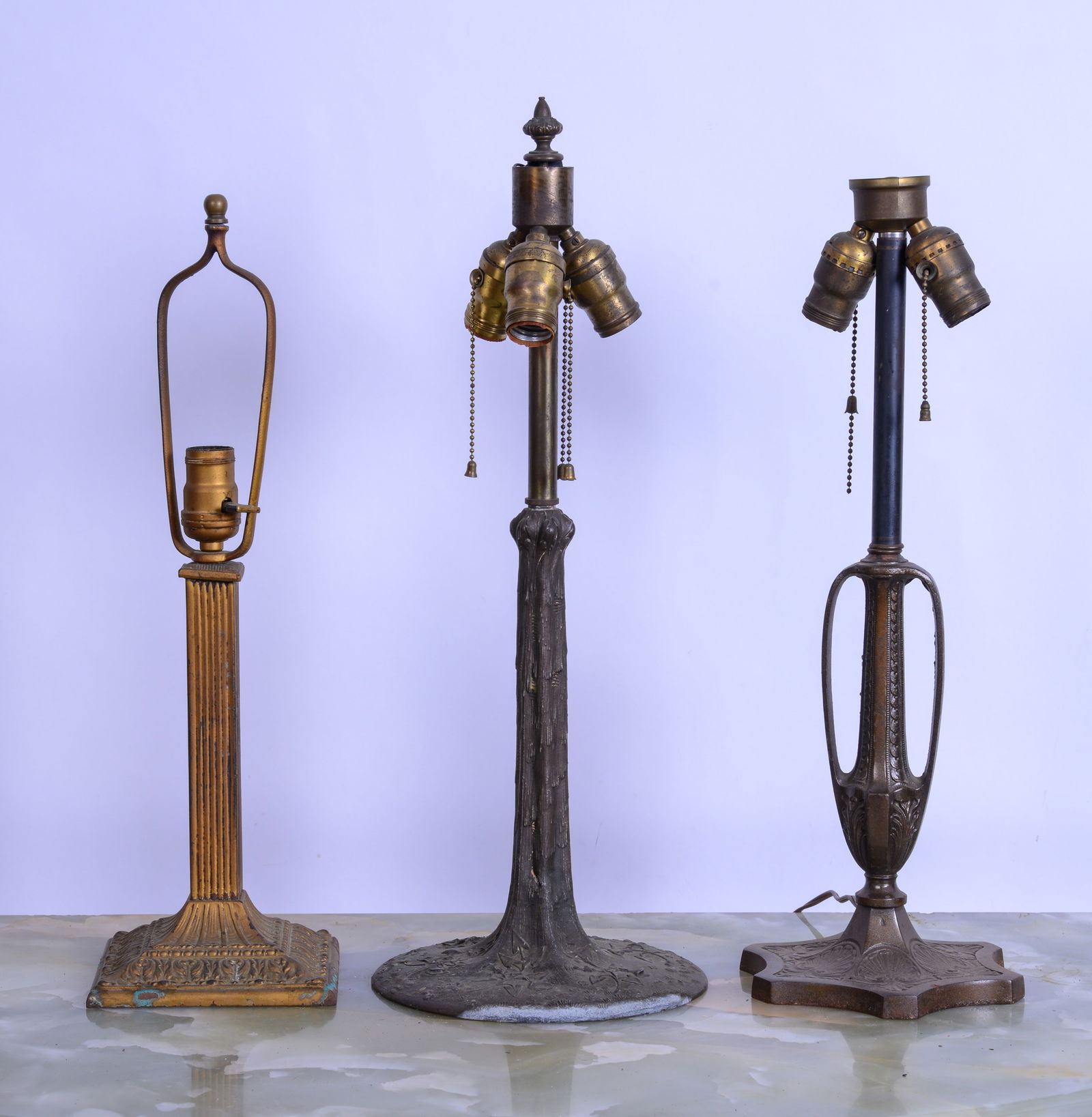 Three Cast Metal Table Lamp Bases. (1 of 3)