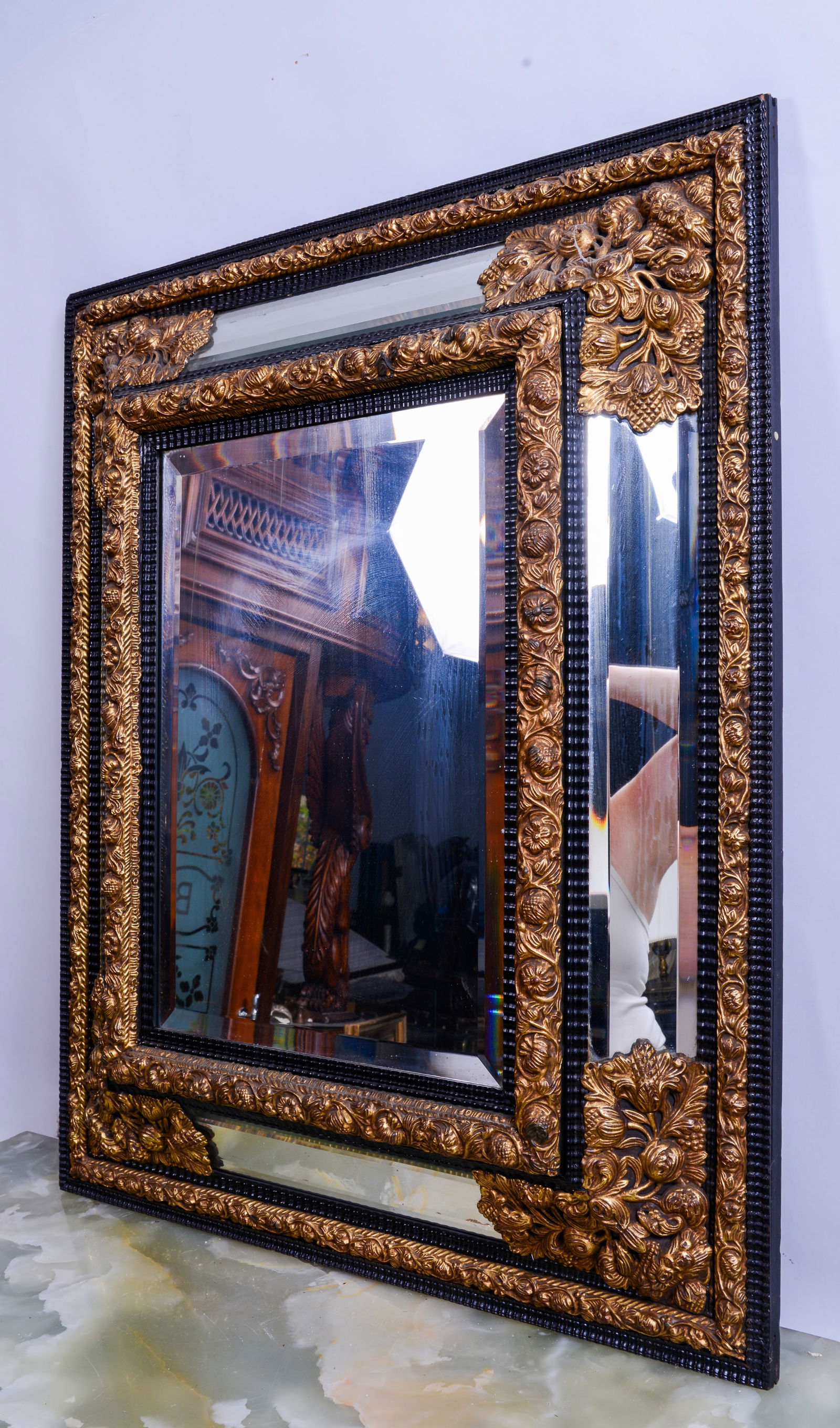 Large Giltwood Mirror With Beveled Glass. (1 of 2)